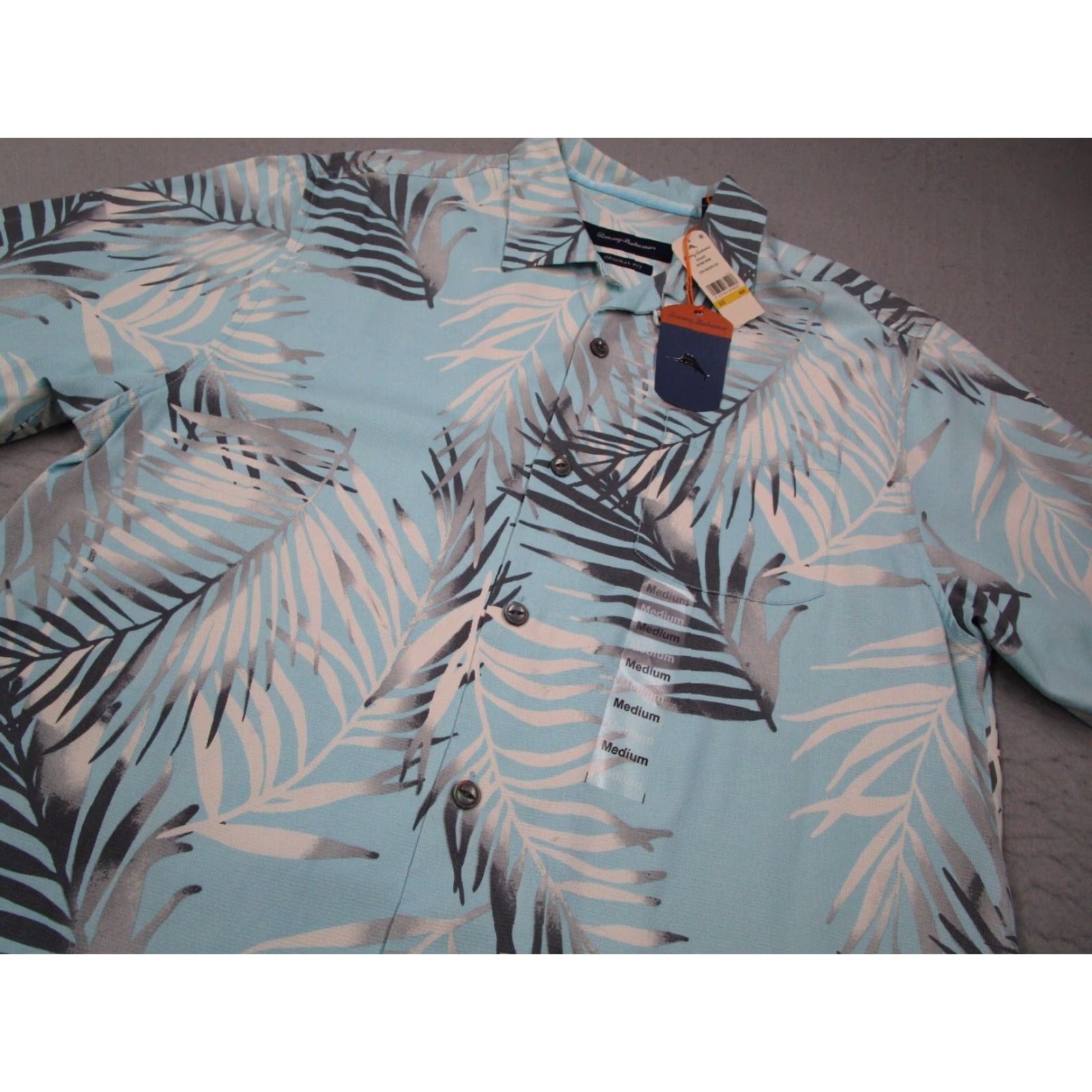 Tommy Bahama Tommy Bahama Floral Button-Up Shirt Mens Medium Blue Silk Short Sleeve Hawaiian Size US M / EU 48-50 / 2 - 2 Thumbnail