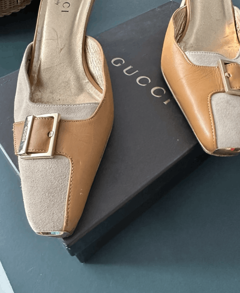 Gucci × Tom Ford × Vintage Gucci Shoes Sandals Mules Heels Leather Suede Tom Ford Size US 6.5 / IT 36.5 - 3 Thumbnail