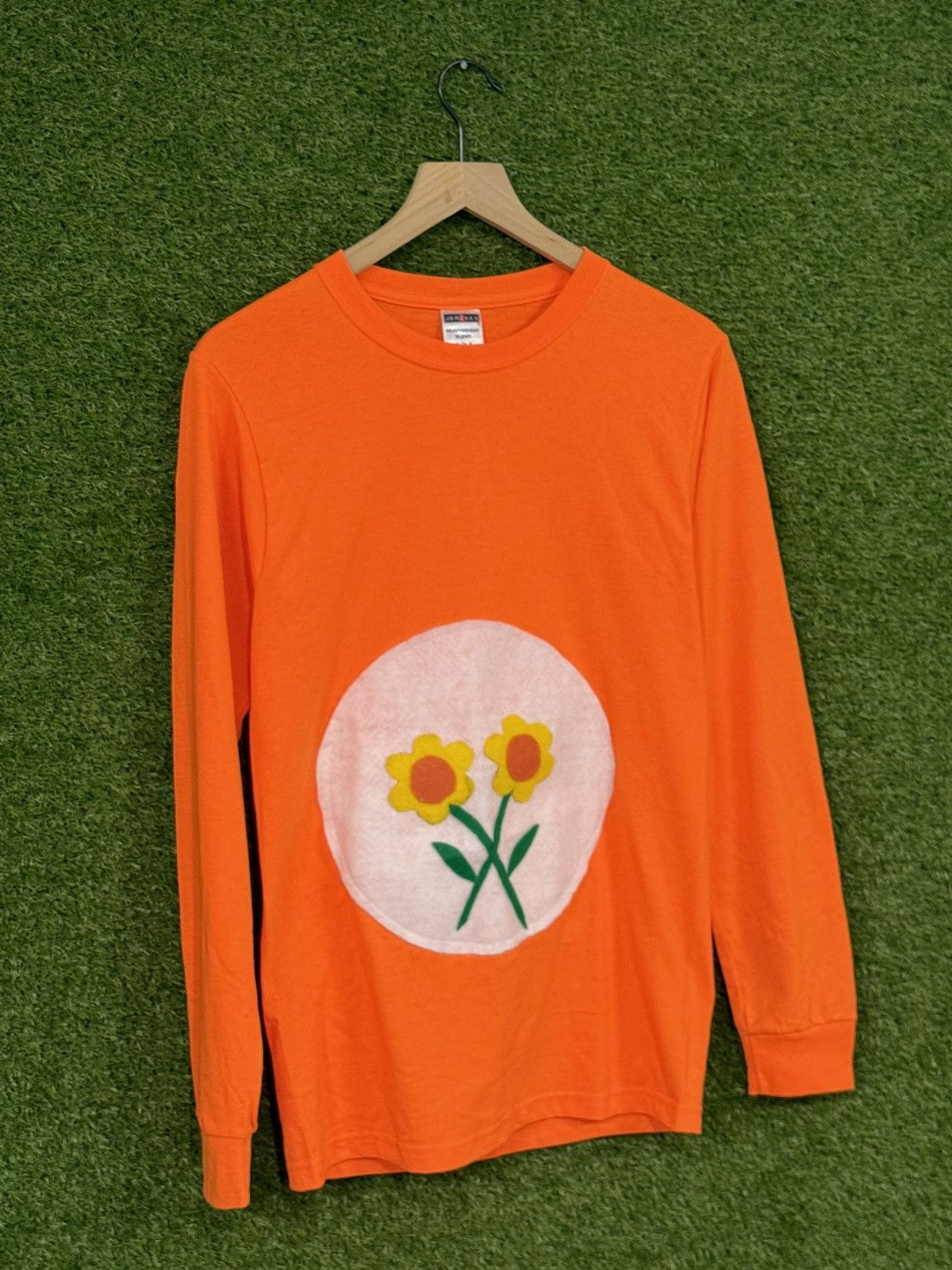 Vintage Vintage Jerzees Orange Easter Egg Flower Floral Long Sleeve Size US S / EU 44-46 / 1 - 1 Thumbnail