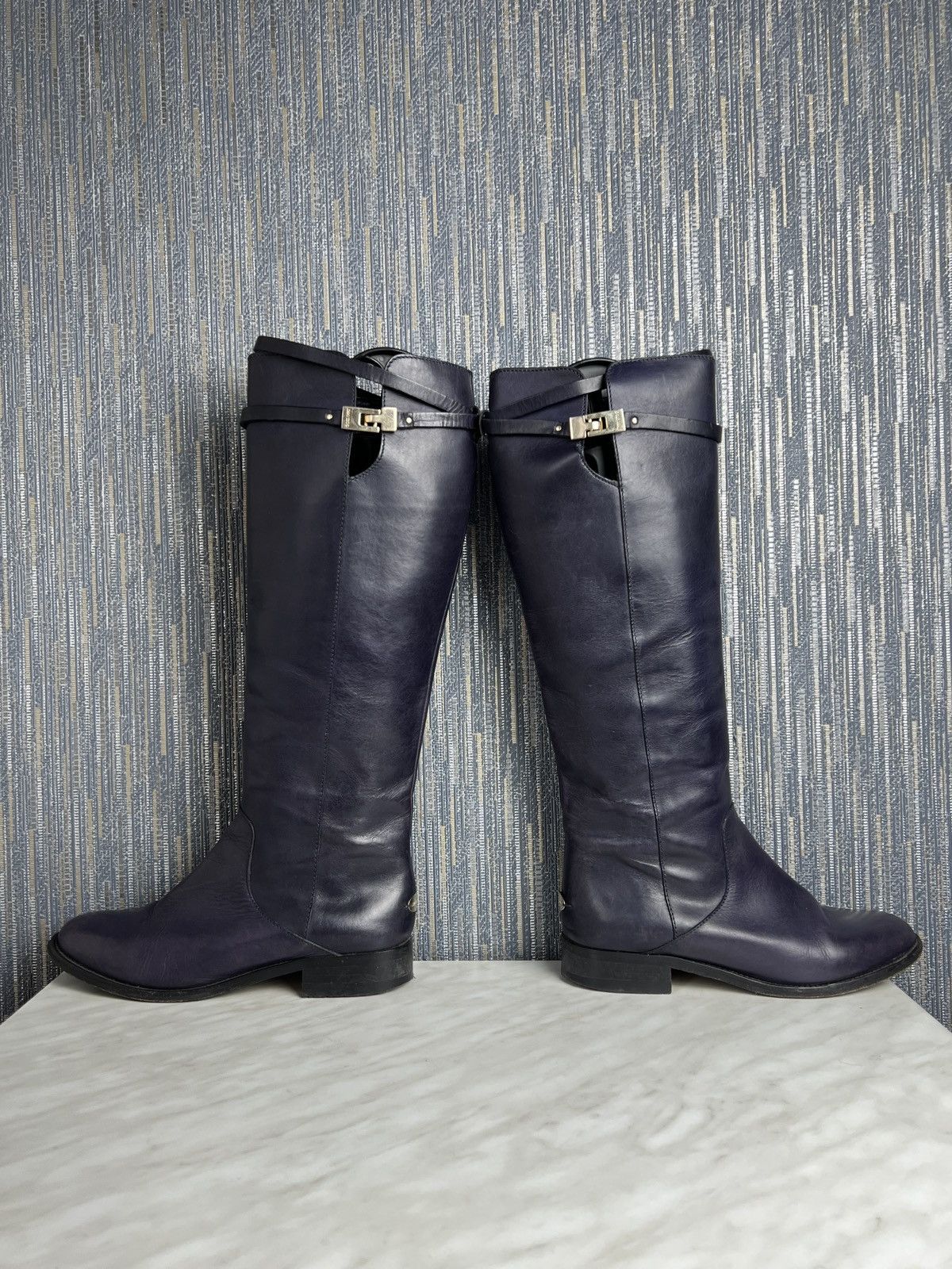 Jimmy Choo Jimmy Choo Purple Leather Knee High Boots (Y0337) Size US 8.5 / IT 38.5 - 12 Thumbnail