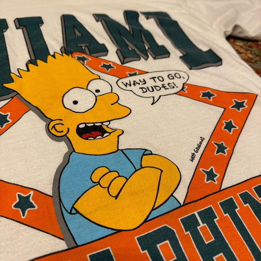 The Simpsons Vintage 1990 Bart Simpson Miami Dolphins Graphic Tee T-shirt Size US L / EU 52-54 / 3 - 6 Thumbnail