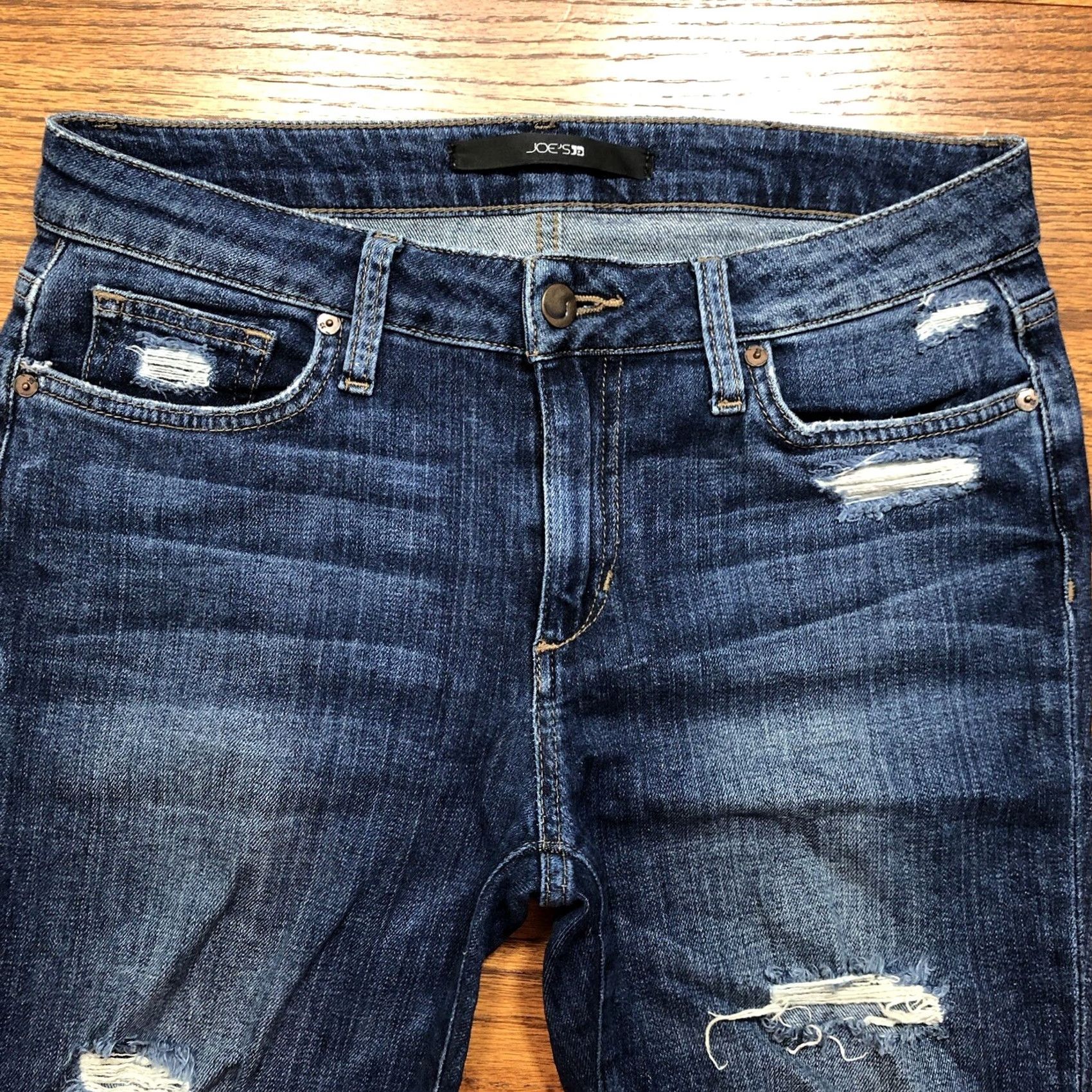 Vintage Joe's Jeans Blue Denim Pants Jeans Slim Distressed 27x29 Womens Mid Rise 5-Pocket Denim Blue Baggy Classic Modern Bohemian City USA 27x29 Womens Size 27" / US 4 / IT 40 - 3 Thumbnail