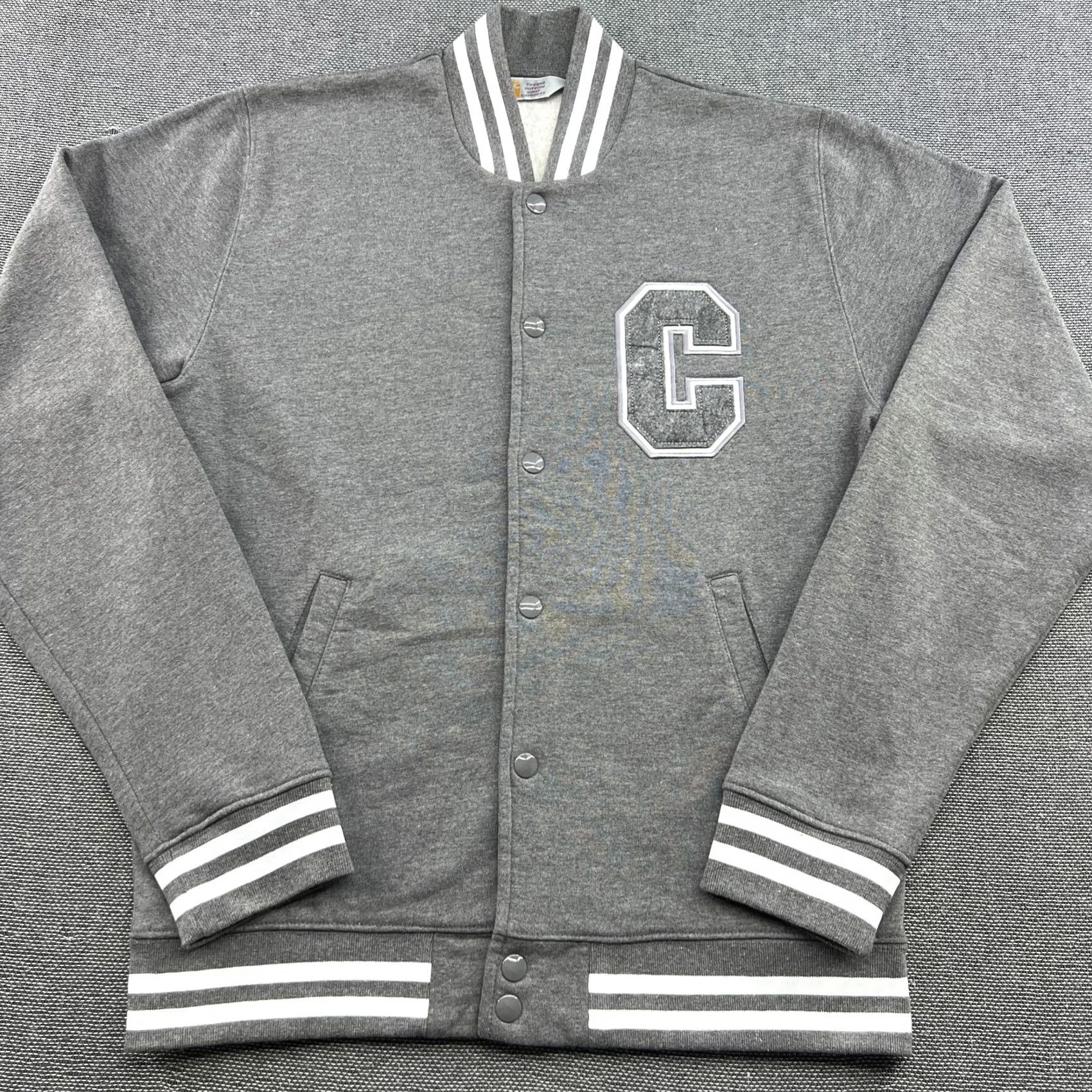 Carhartt Carhartt Varsity Jacket Mens Medium Gray Rugged Cup Letterman Full Zip Pockets Water Resistant Moisture Wicking Casual Canvas Polyester Cotton Lining Size US M / EU 48-50 / 2 - 2 Thumbnail
