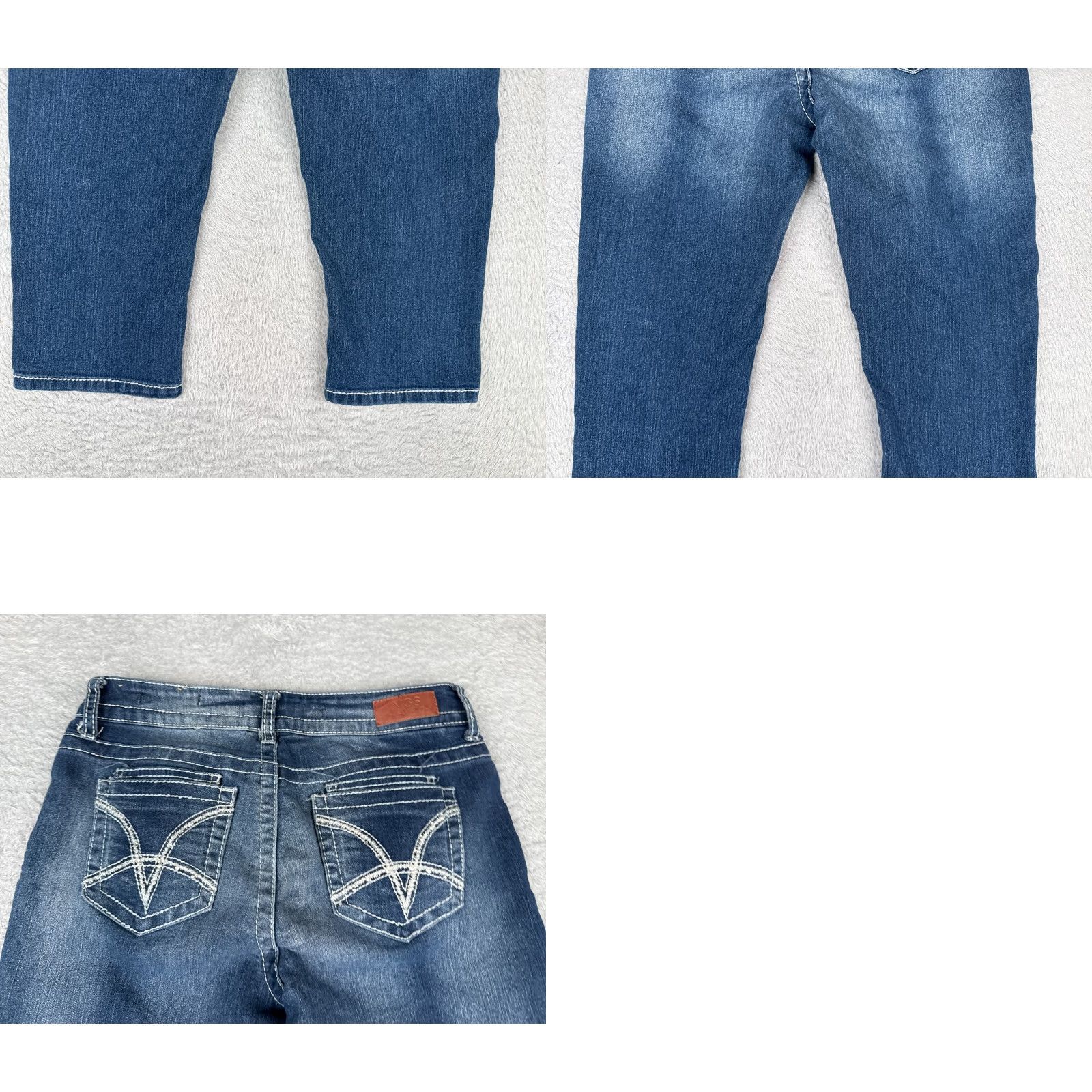 Vintage VGS Jeans Womens 4 Blue Denim Capri Embroidered Mid Rise Cotton Blend 28x19 Jeans Womens Casual Size 30" / US 8 / IT 44 - 10 Thumbnail