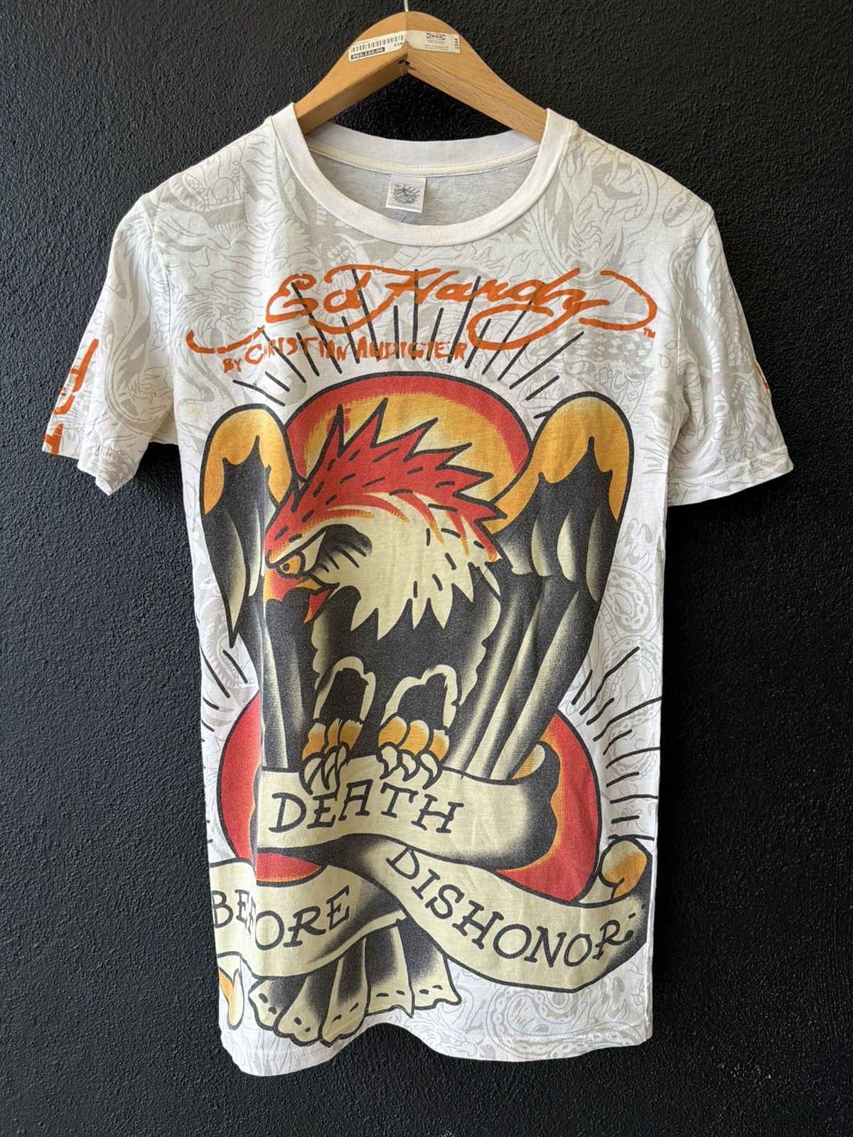 Ed Hardy × Glo Gang × Unknown London Rare Vintage AOP Y2K Ed Hardy "Death Before Dishonor" Eagle Size US XS / EU 42 / 0 - 1 Thumbnail