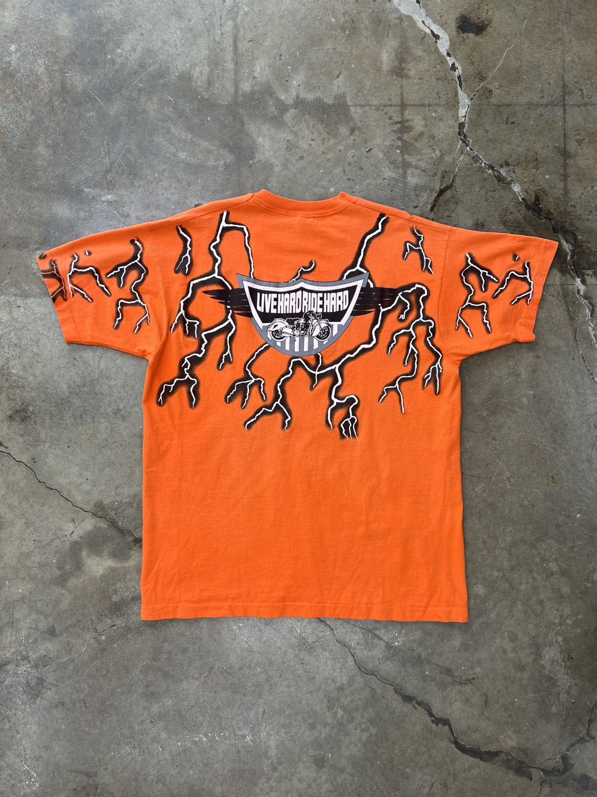 Harley Davidson × Vintage Vintage Live Hard Lightning Motorcycle Single Stitch Tee XL Size US XL / EU 56 / 4 - 5 Thumbnail