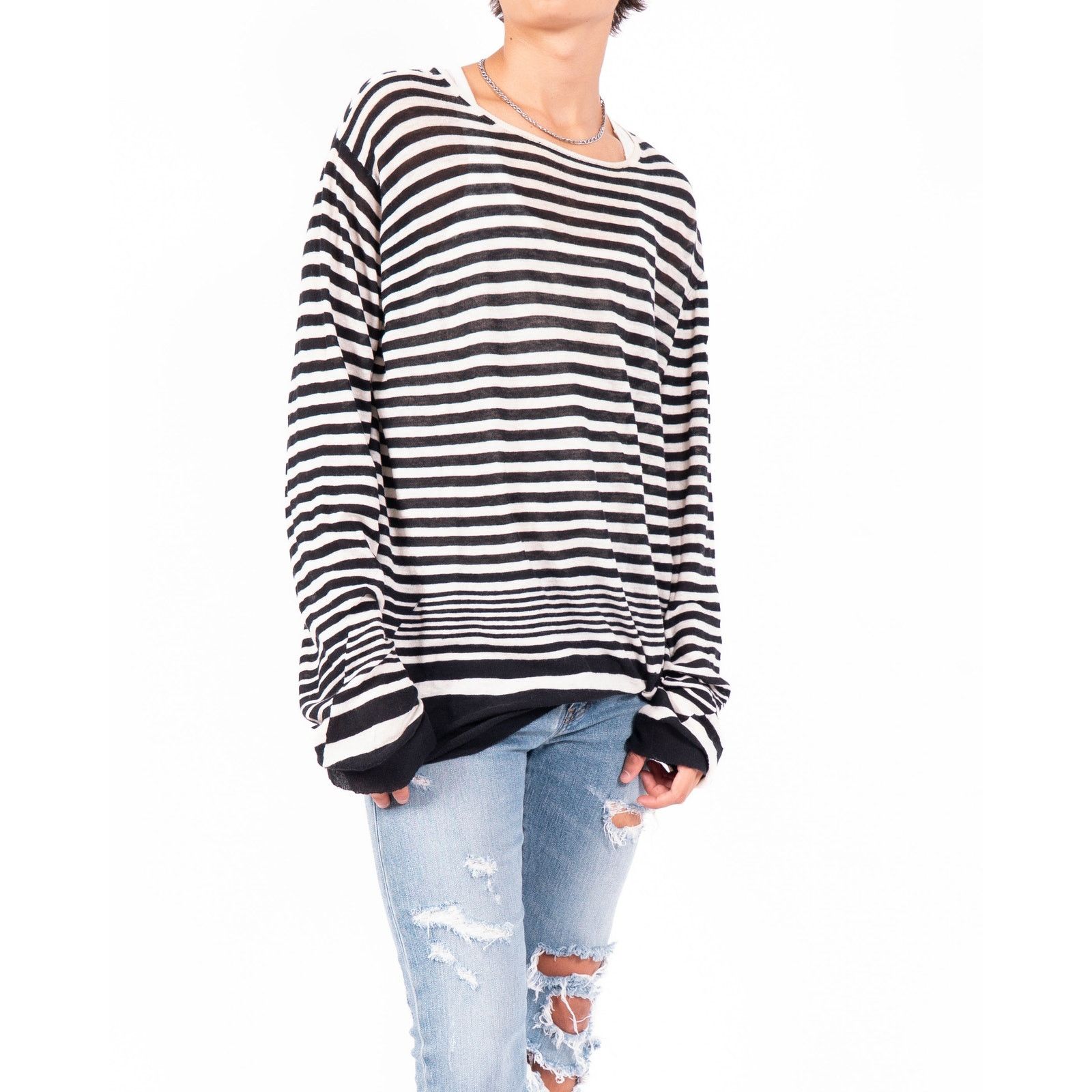 Haider Ackermann SS16 Striped Longsleeve in Black & White Wool Size US M / EU 48-50 / 2 - 1 Thumbnail