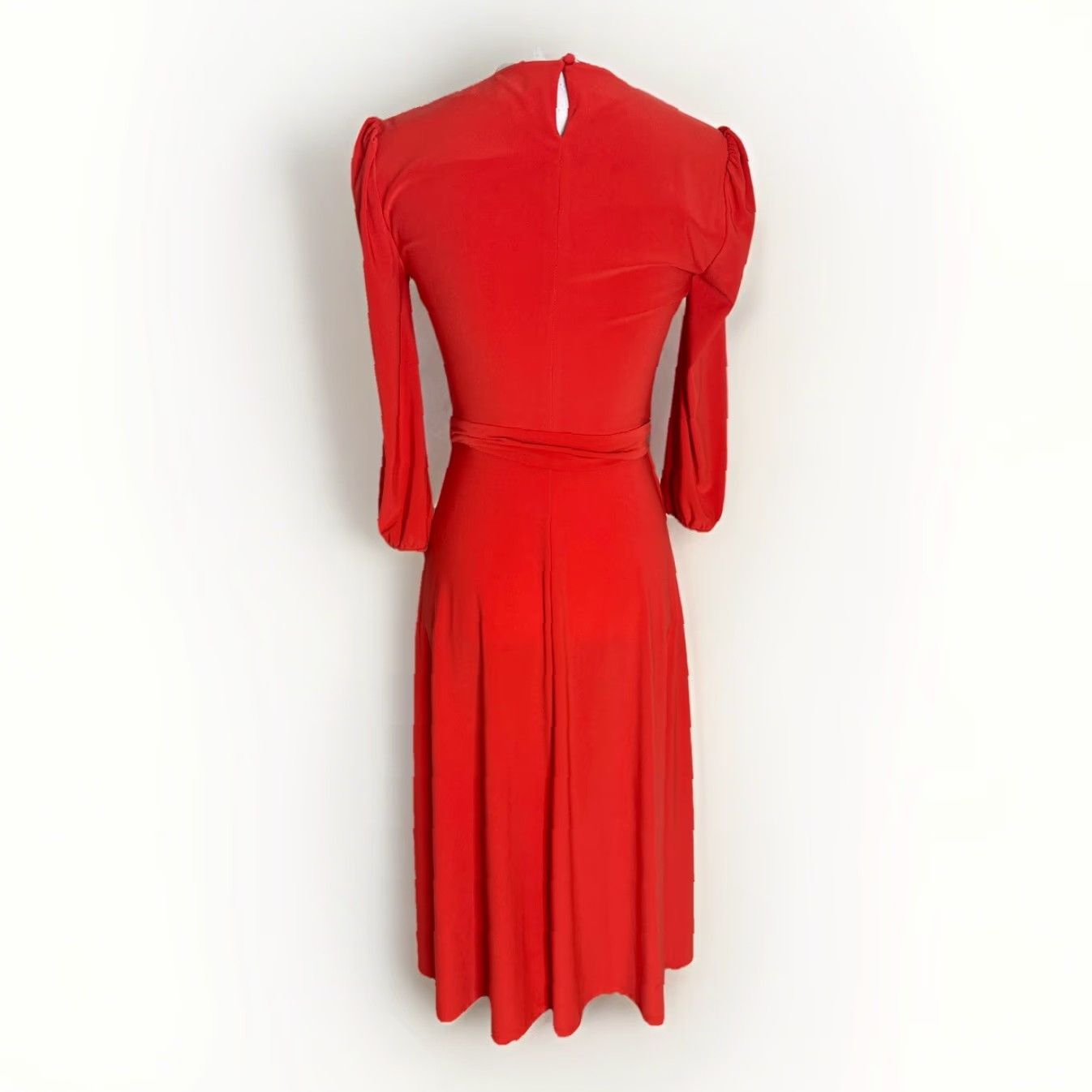 Ralph Lauren Lauren Ralph Lauren Womens Puff Sleeve Midi Dress Tie Waist Crepe Orange Coral 0 2 Size XS / US 0-2 / IT 36-38 - 3 Thumbnail