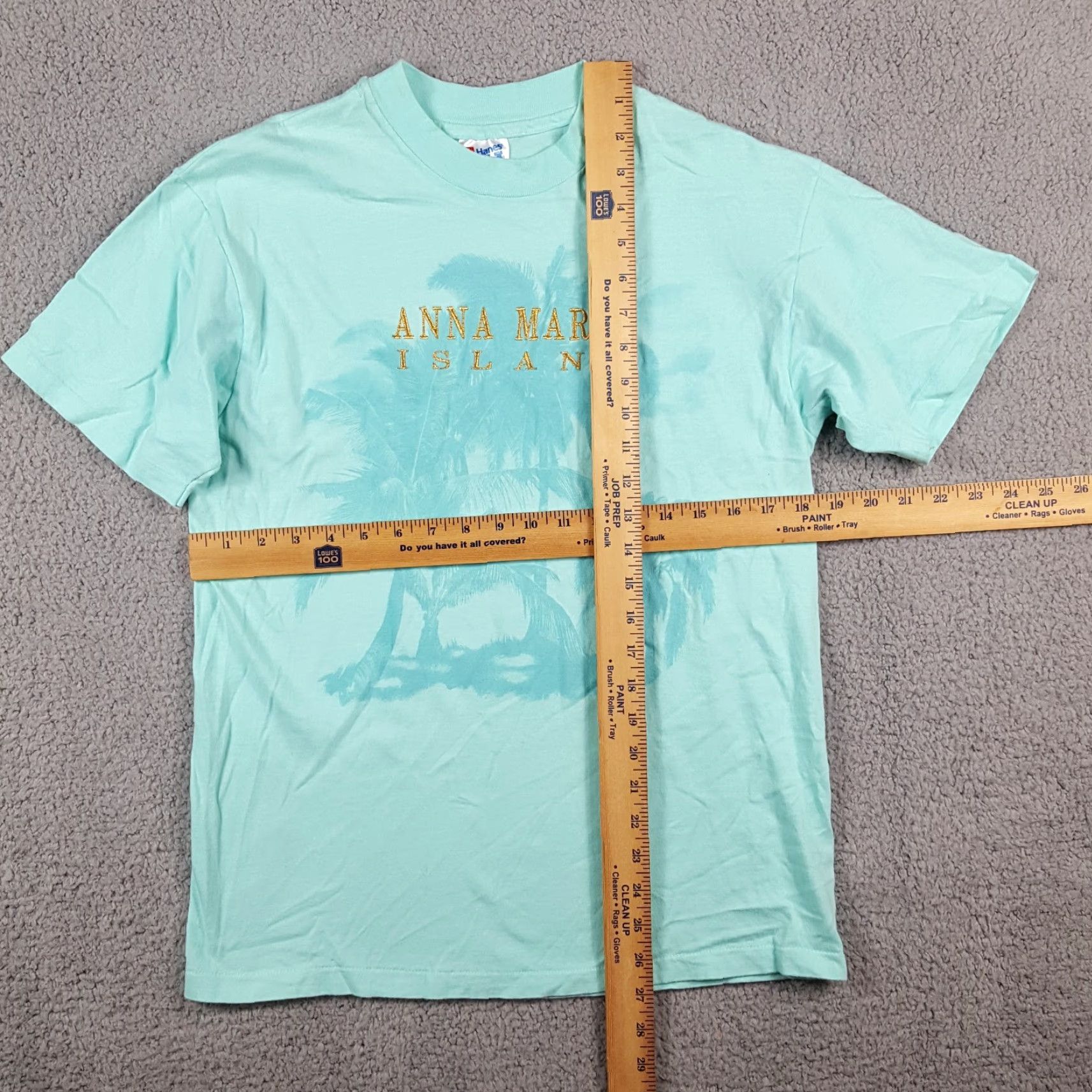 Hanes Vintage Hanes Men's T-Shirt S Blue Tropical Beach 90s 00s Y2K USA Made Crew Neck Short Sleeve Size US S / EU 44-46 / 1 - 7 Thumbnail