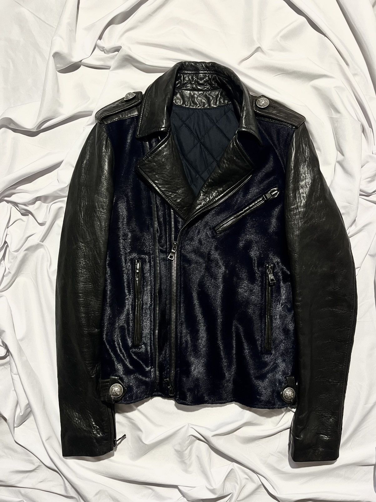 Balmain BALMAIN AW 2012 "MIDNIGHT BLUE" CALF SKIN/HAIR JACKET Size US S / EU 44-46 / 1 - 1 Thumbnail