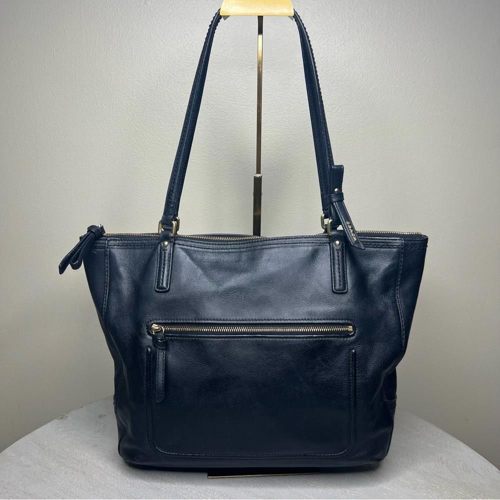 Coach COACH Poppy Black Leather Shoulder Small Zipper Tote Size ONE SIZE - 2 Thumbnail