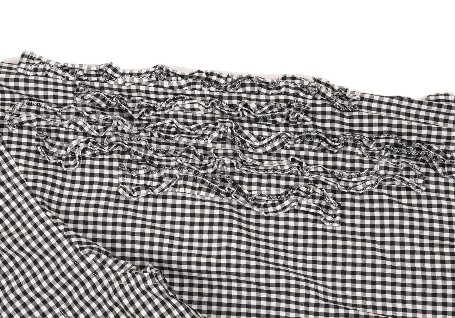 Comme des Garcons Homme Plus Gingham Check Frill Sleeve Shirt Black White XS Size US XS / EU 42 / 0 - 8 Thumbnail