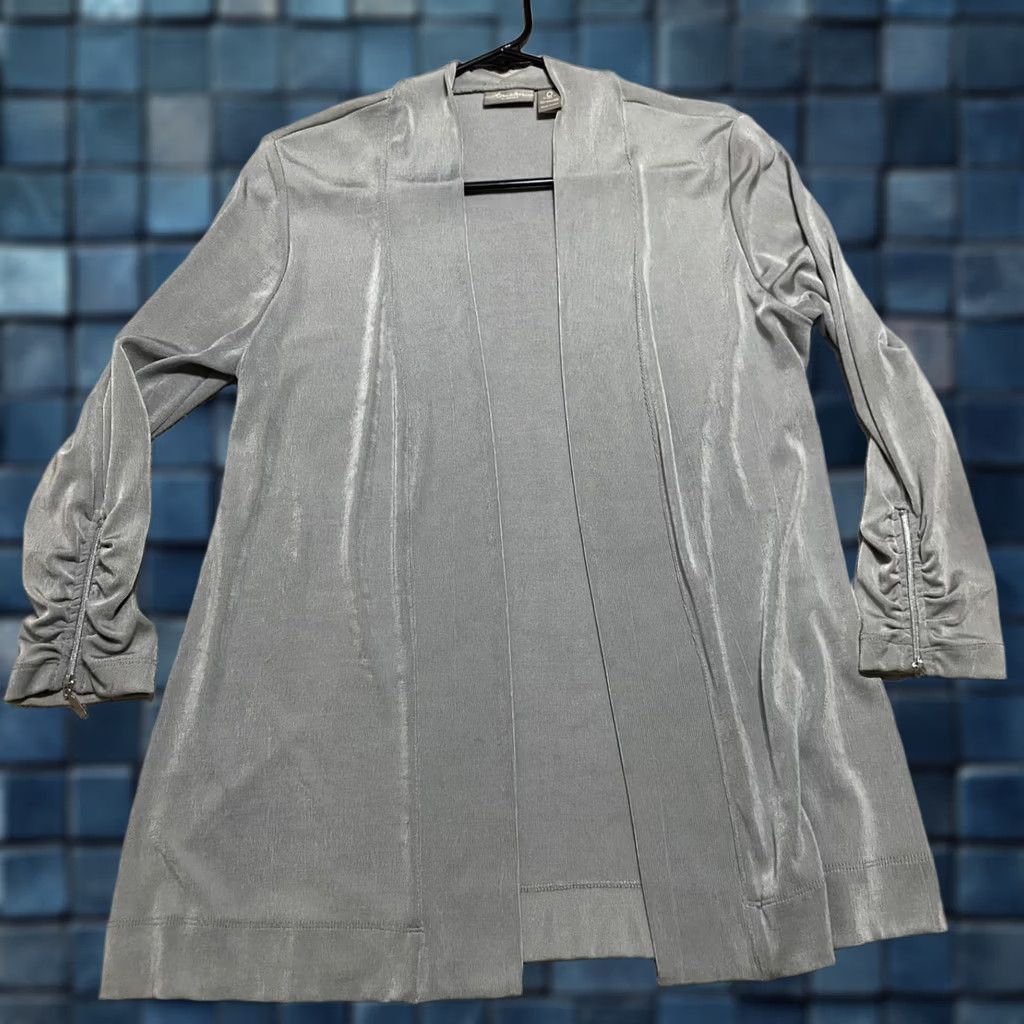 Vintage Chico's Cardigan Sweater Open Front Ruched Gray Travel Womens Small Shirt M Cardigan Girls Mens Girls? Size S / US 4 / IT 40 - 1 Thumbnail