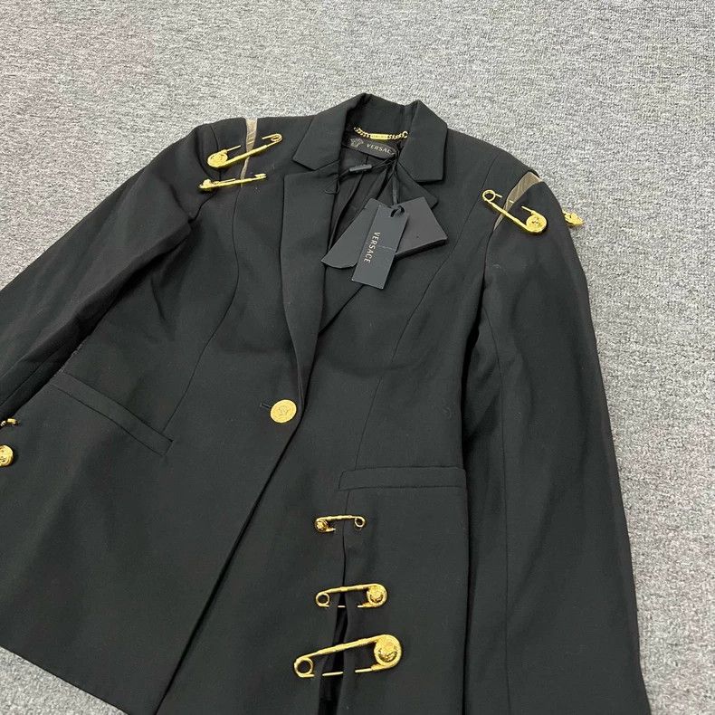 Versace Black and gold pin blazer