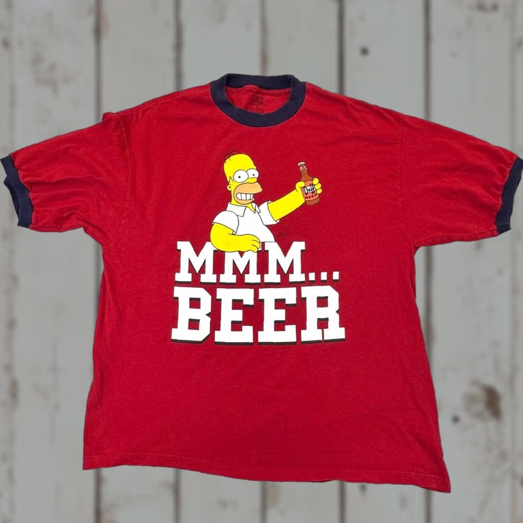 Vintage Homer Simpson Adult XL Red Ringer Tee Shirt Mmm Beer Matt Groening Licensed Marvel Graphic Tees Unisex Adults T-Shirt 90s Theme Homer Mens Women? Size US XL / EU 56 / 4 - 1 Thumbnail