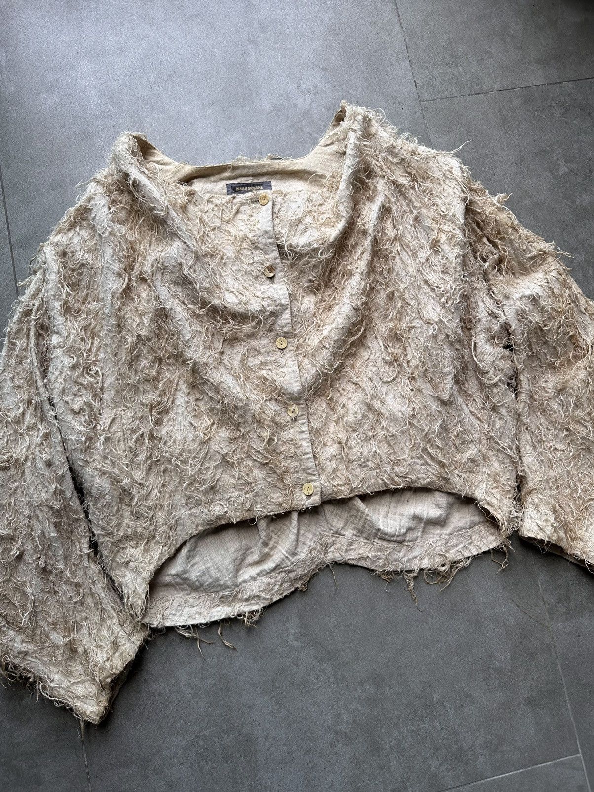 Issey Miyake 1980s ISSEY MIYAKE TEXTURED LINEN JACKET Size US M / EU 48-50 / 2 - 7 Thumbnail