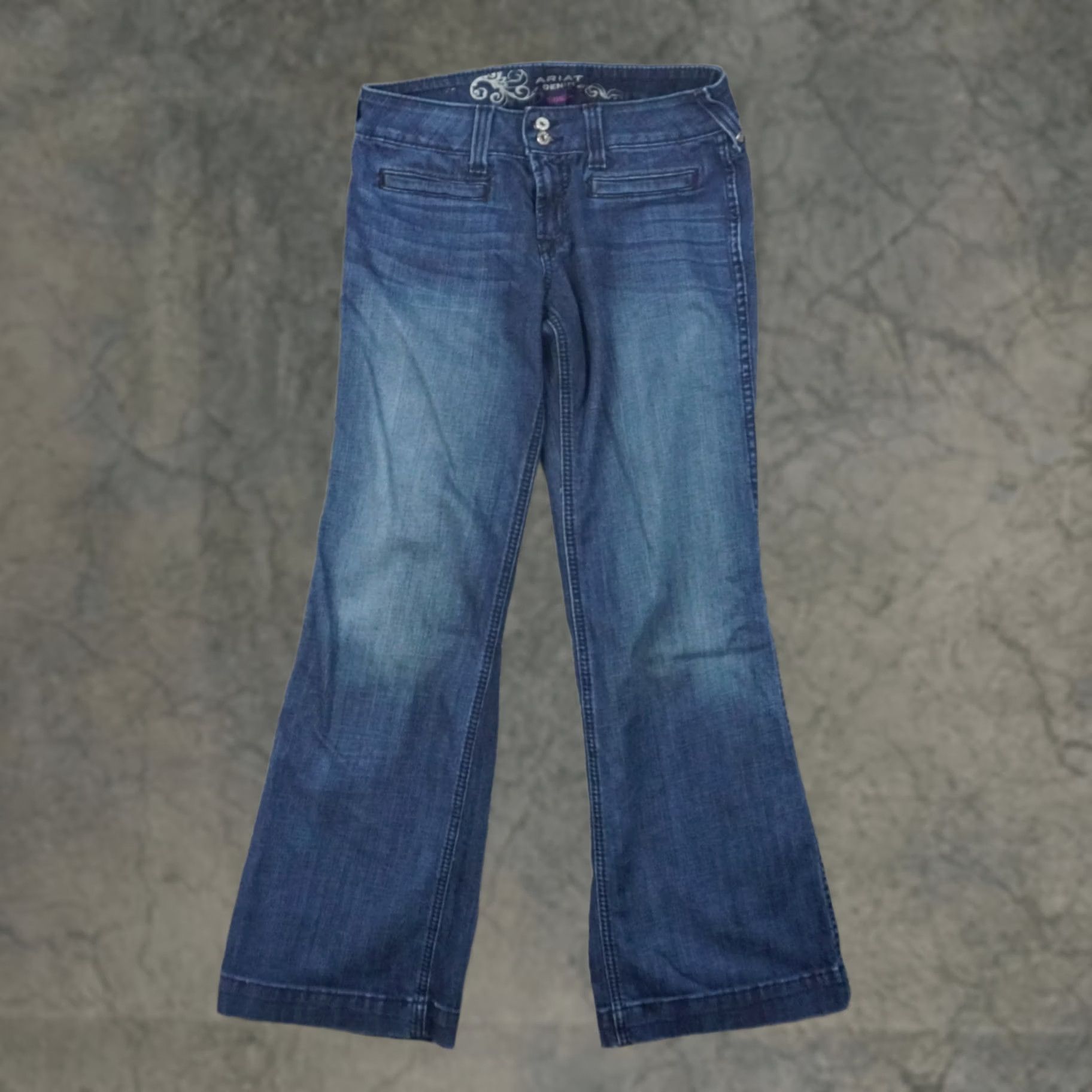 Ariat Ariat Womens Jeans 30x31 Dark Wash Blue Denim Mid Rise Flare Trouser Y2K Size 30" / US 8 / IT 44 - 1 Thumbnail
