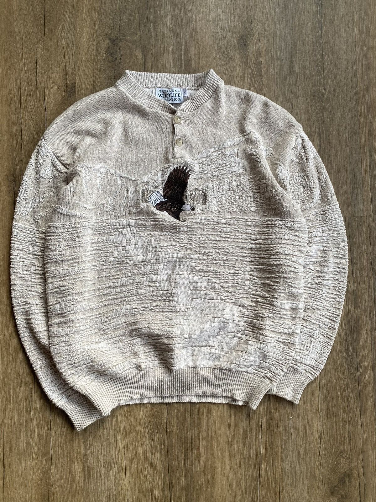 Vintage Vintage 3D Eagle Nature Knit sweater Size US L / EU 52-54 / 3 - 1 Thumbnail
