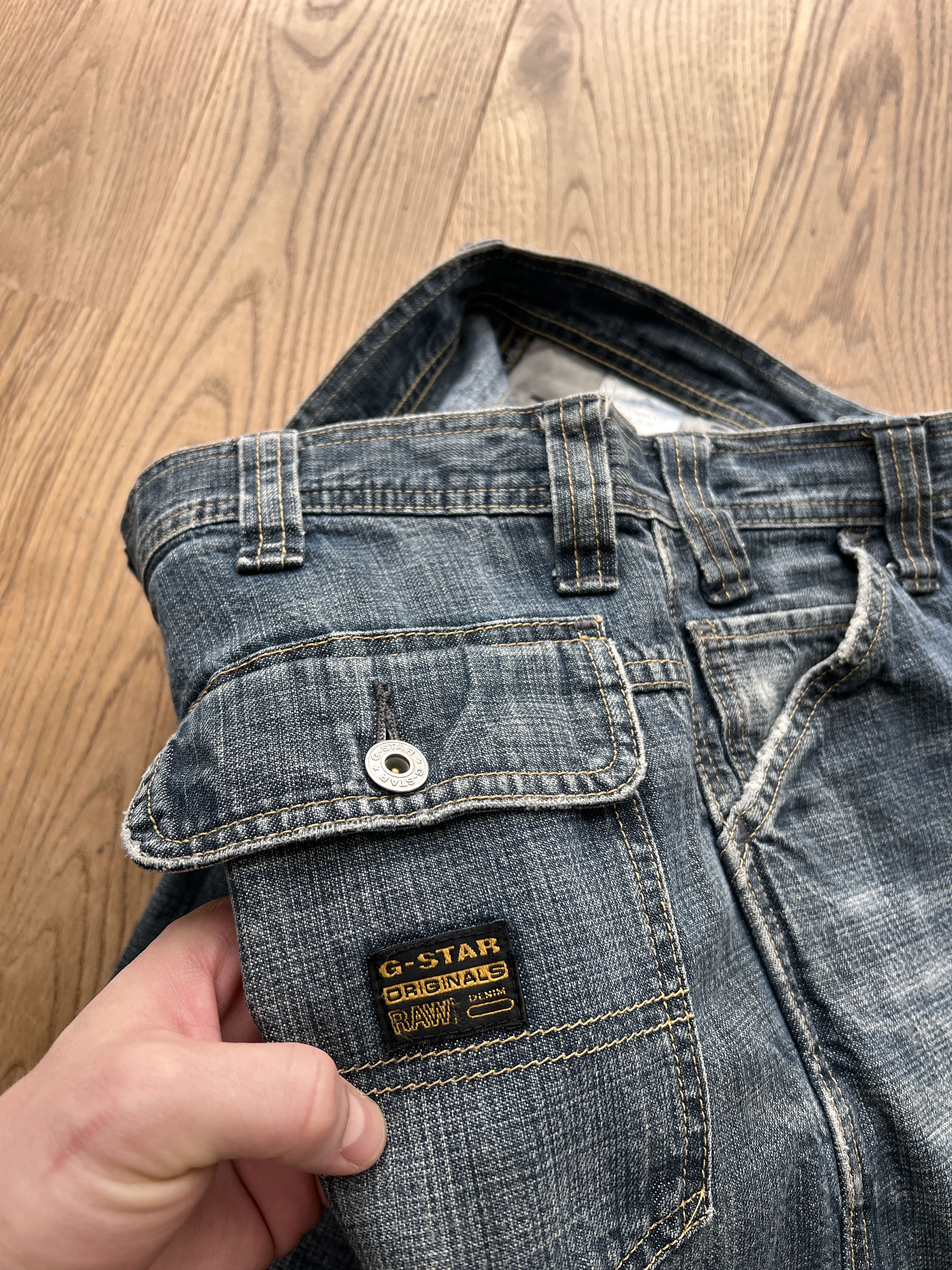 G-Star 90s G-Star RAW Comwood double knee flared boot cut denim y2k Size US 31 - 12 Thumbnail
