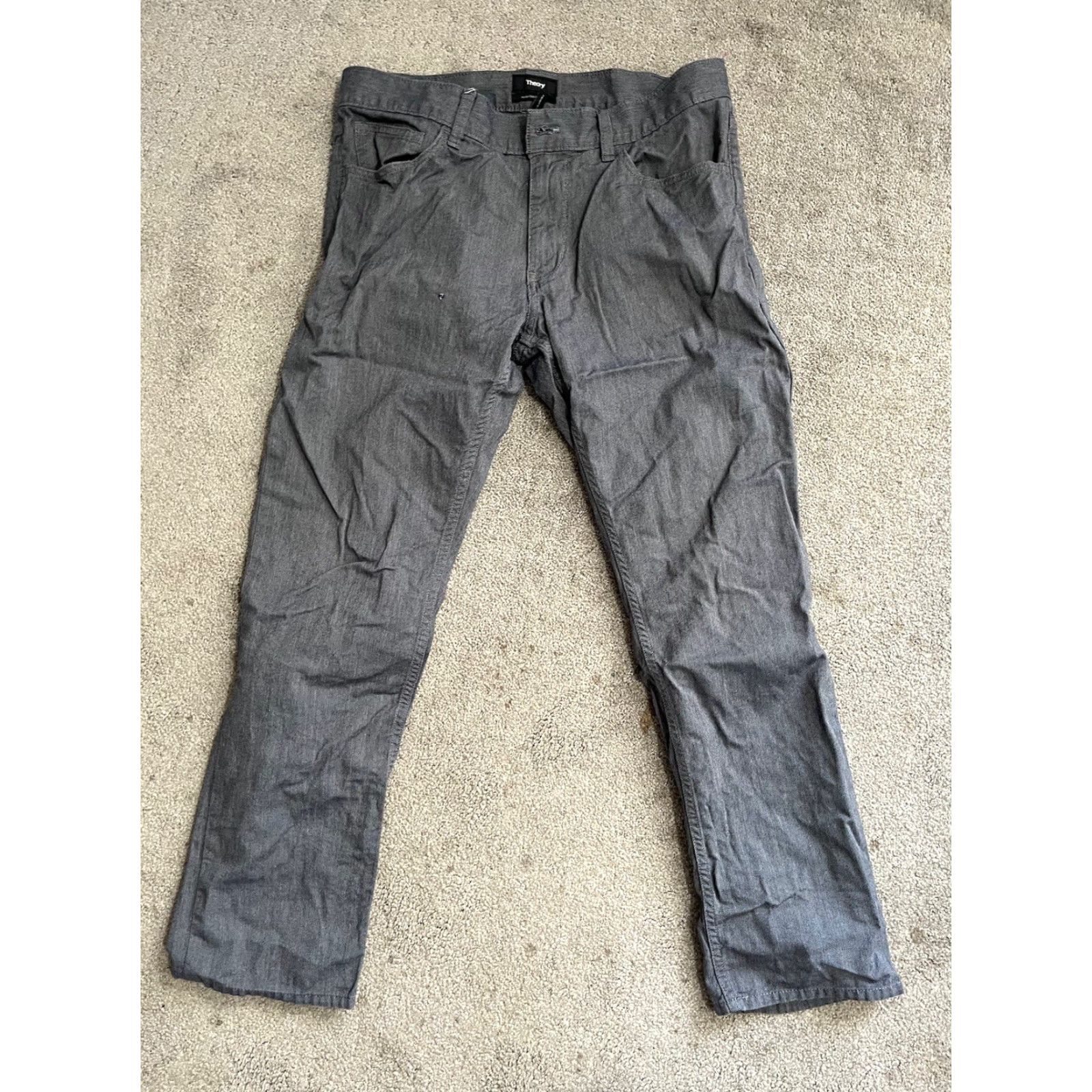 Theory Theory Mens Slim Fit Chino Pants Gray 32x28 Pants Men Slim Gray 32 28 Straight 5 Pocket Button Zip Shirt/ trousers? Size US 32 / EU 48 - 2 Thumbnail