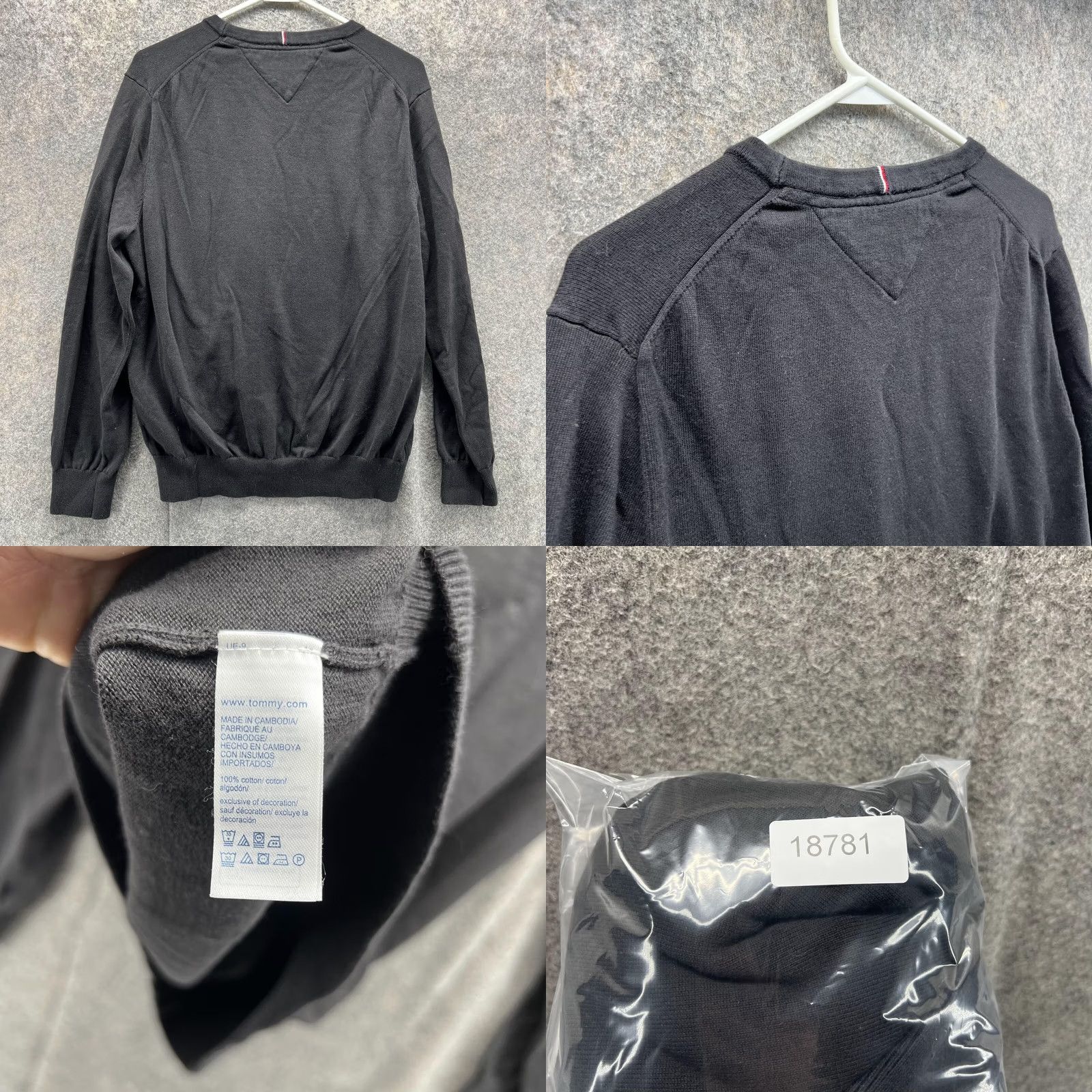 Tommy Hilfiger Tommy Hilfiger Sweater Men Large Adult Black Pullover Crewneck Sweatshirt, Regular Fit, Logo, All Seasons, Cotton, Fleece, Long Sleeve, Button Front Size US L / EU 52-54 / 3 - 8 Thumbnail