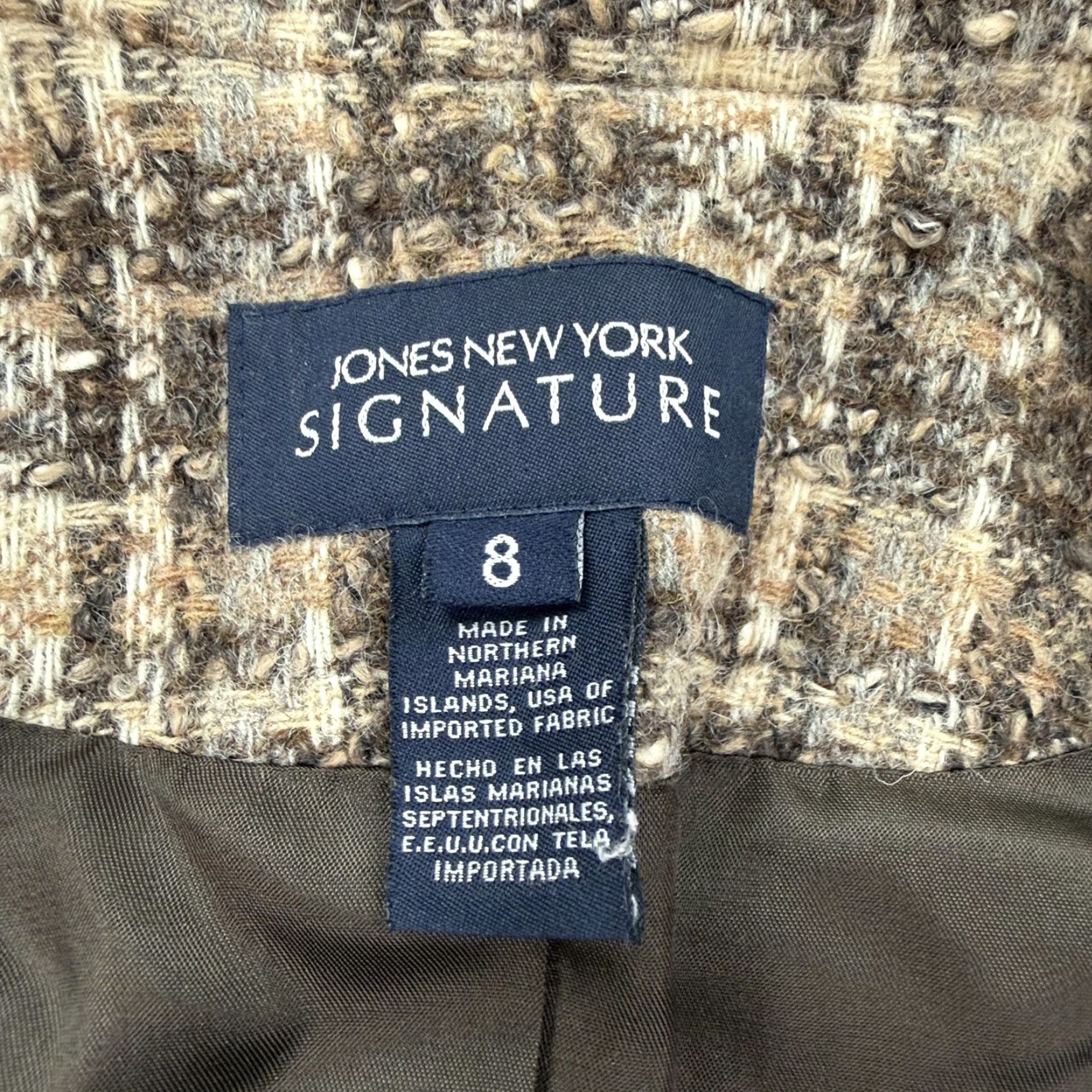 Jones New York VINTAGE Jones New York Blazer Womens 8 Brown Plaid Tweed Two Button Business Workwear Size M / US 6-8 / IT 42-44 - 7 Thumbnail