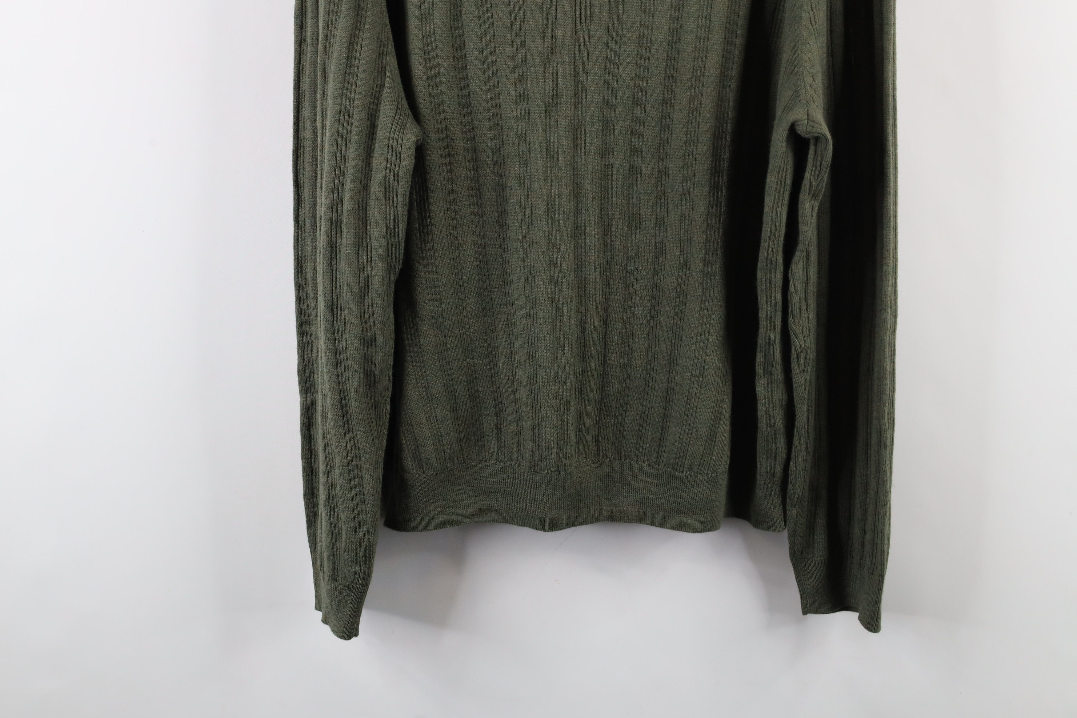Vintage Vintage 90s Streetwear Merino Wool Ribbed Knit Sweater Green Size US L / EU 52-54 / 3 - 9 Thumbnail