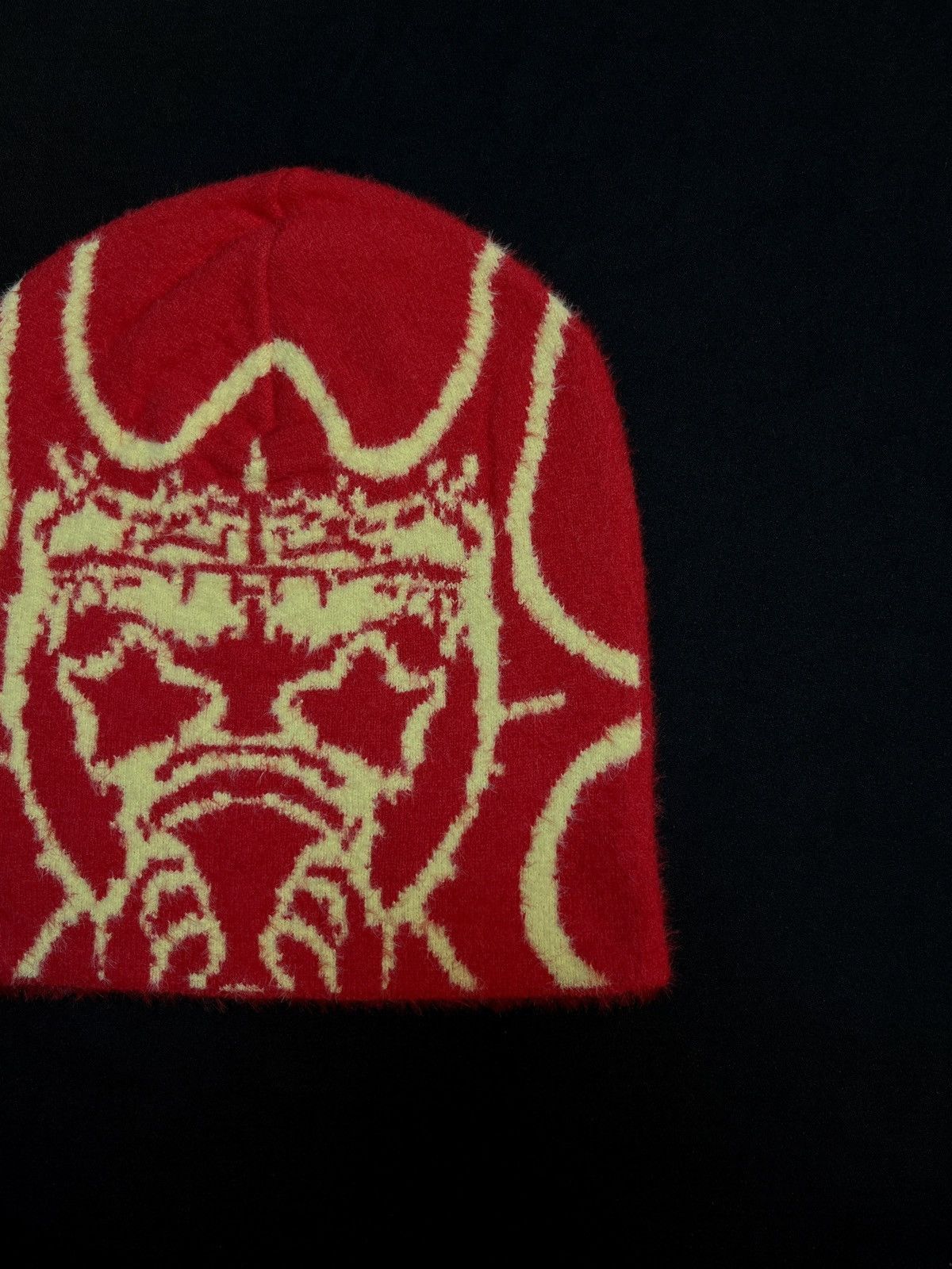 Japanese Brand Chief Keef Glo Graphic No Cuff Red Mohair Beanie Hat OS Size ONE SIZE - 3 Thumbnail