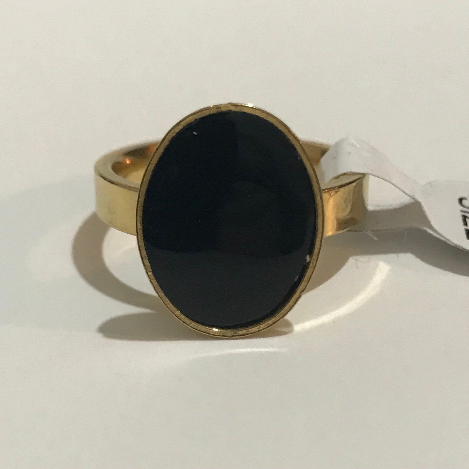 The Unbranded Brand Black Stainless Steel Fashion Ring With Gold Tone Size 9.5 Size ONE SIZE - 3 Thumbnail