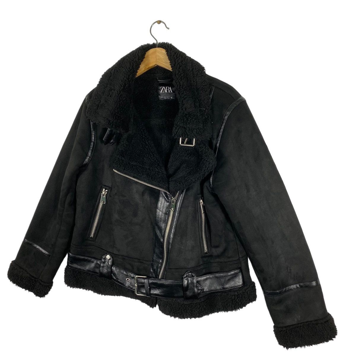 Zara Zara Black Faux Suede Jacket Size L / US 10 / IT 46 - 2 Thumbnail