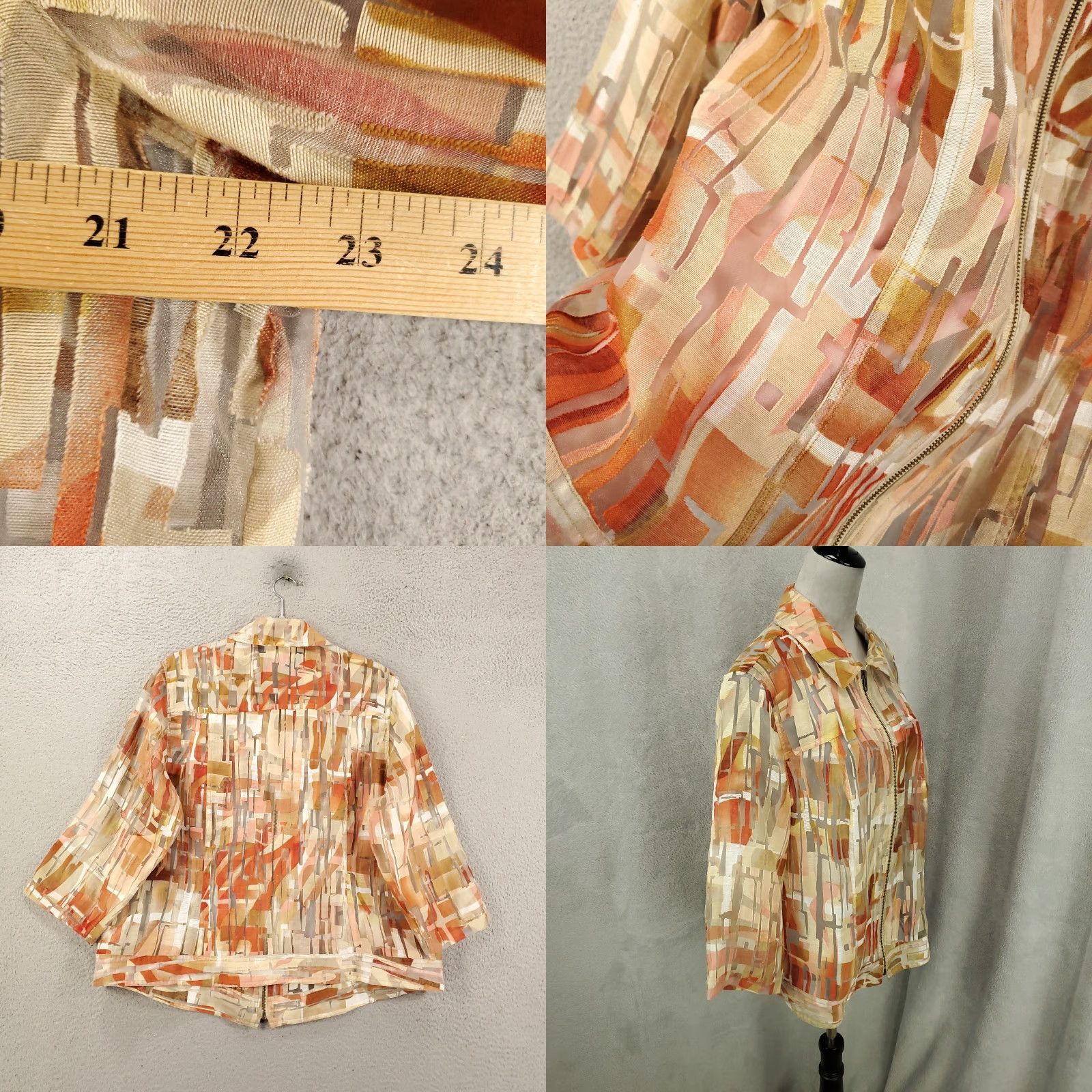 Coldwater Creek Coldwater Creek Lightweight Full Zip Jacket Womens 1X Geometric Multicolor Casual Size XL / US 12-14 / IT 48-50 - 8 Thumbnail