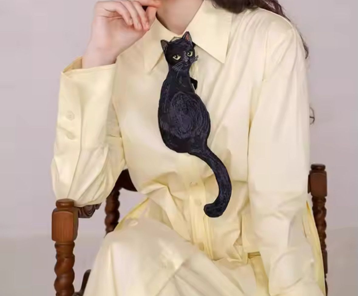Other Bohemian French Retro Y2K Vintage Gothic Black Cat Tie Size ONE SIZE - 1 Thumbnail
