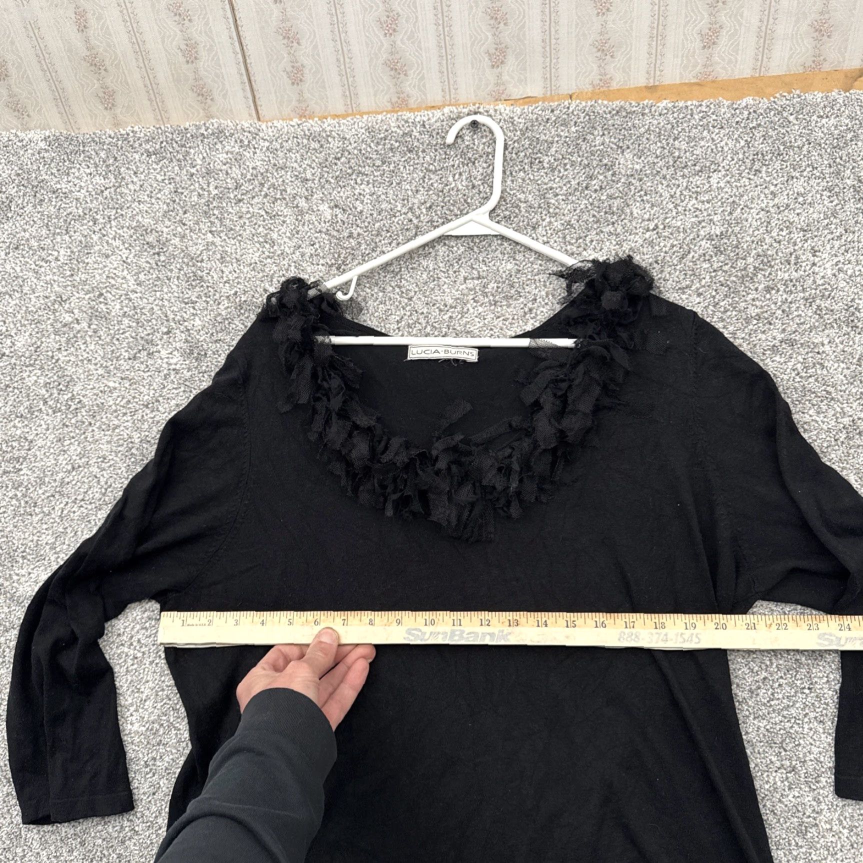 Vintage Romantic Top Womens Medium Whimsigoth Gothic Coquette Ruffled Floral Applique Blouse Black Size M / US 6-8 / IT 42-44 - 3 Thumbnail
