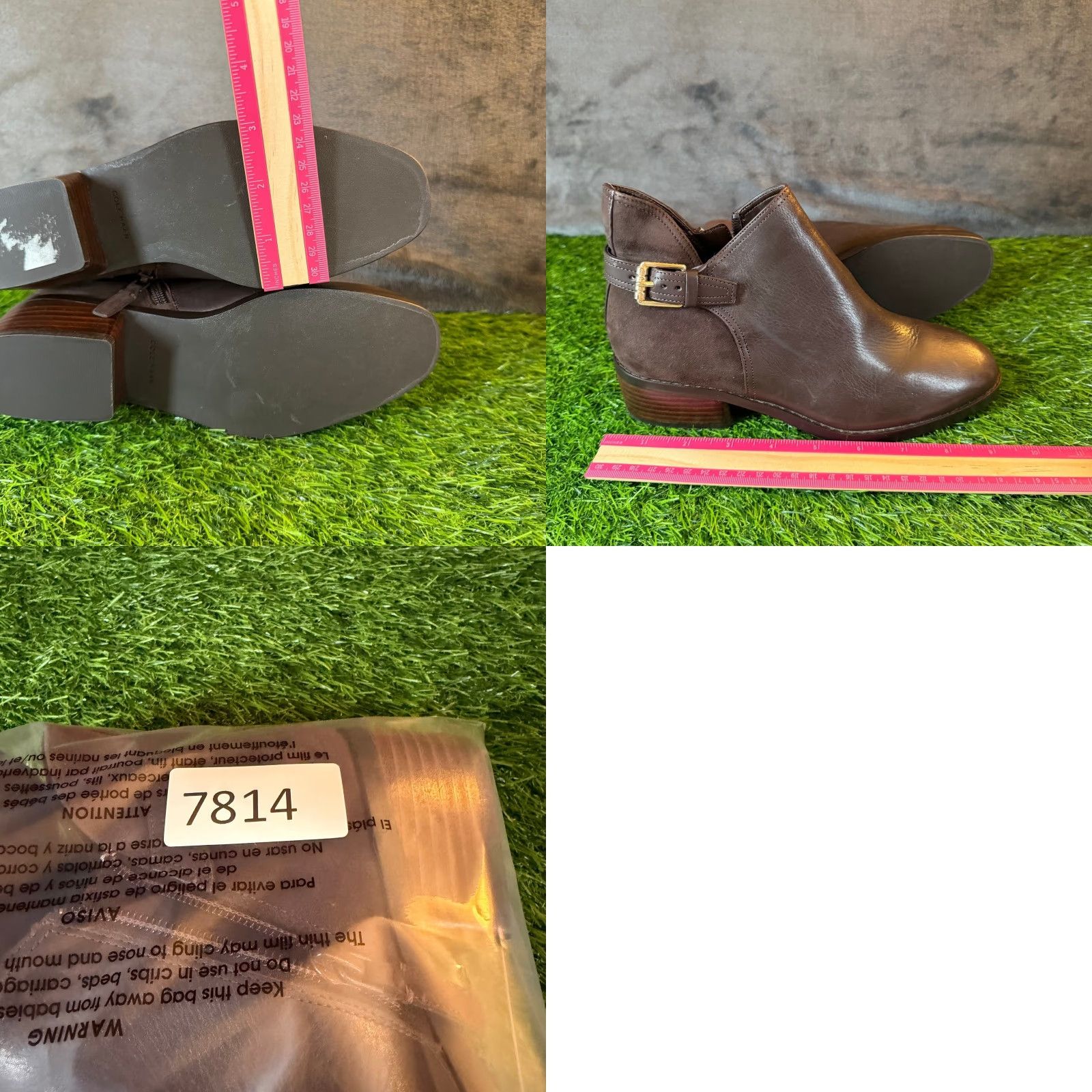 Cole Haan Cole Haan Signature Brown Leather Suede Ankle Boots Womens 6.5 B Buckle Zip Almond Toe Block Heel Bootie Size US 7 / IT 37 - 9 Thumbnail