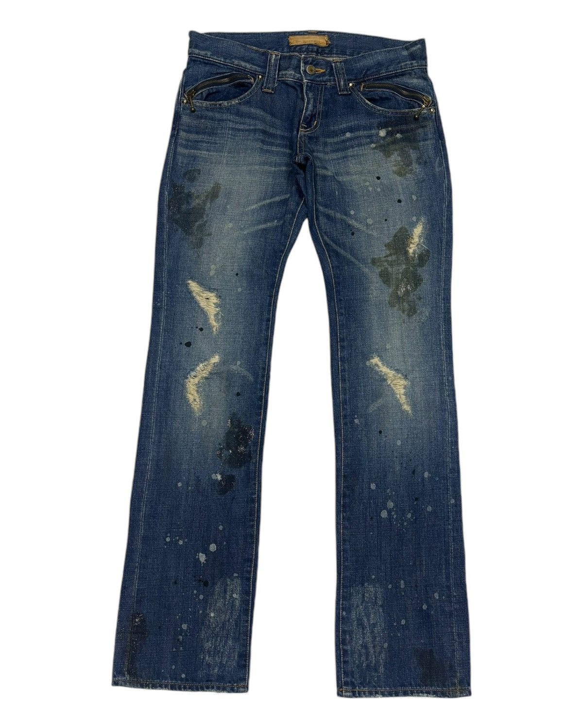 Hysteric Glamour × Japanese Brand DISTRESSED DENIM JOLLY ROGER RARE DESIGN PUNK JEANS Size US 32 / EU 48 - 7 Thumbnail