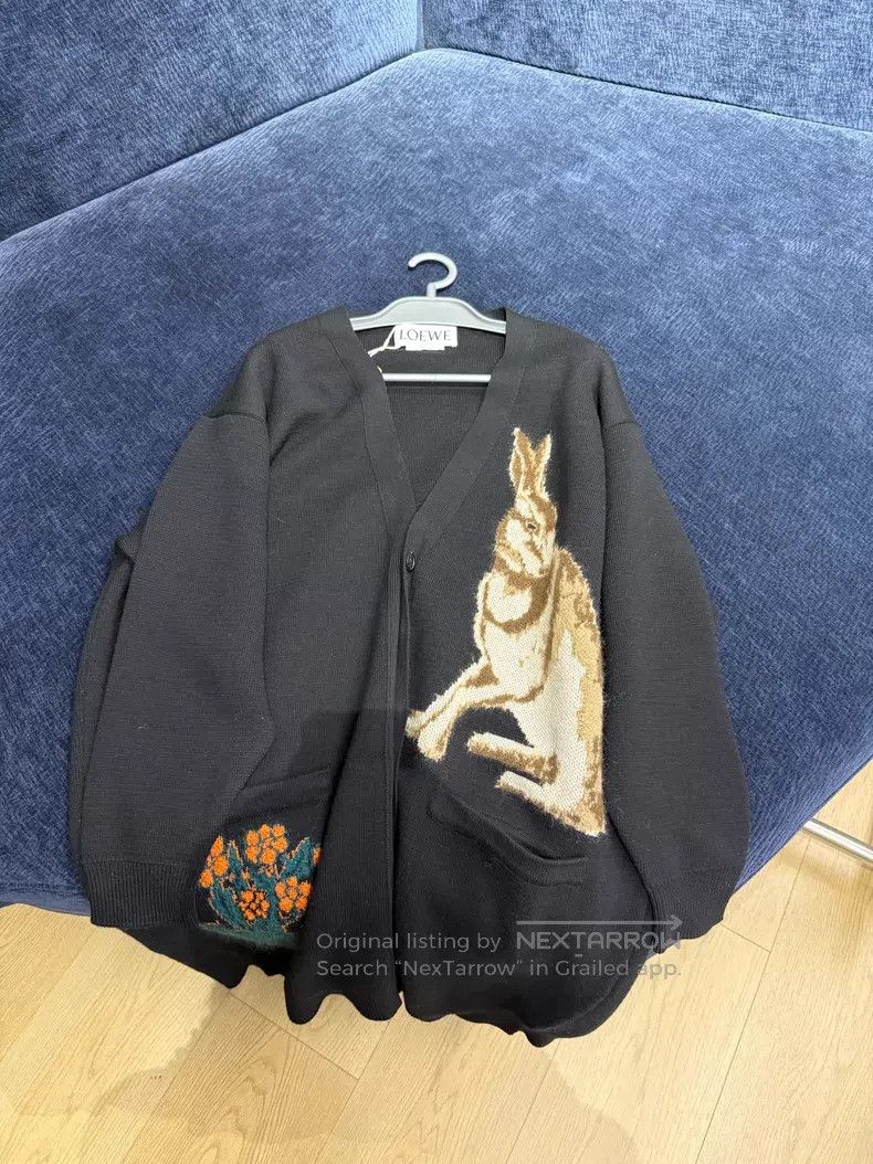 Loewe Loewe Rabbit Floral Embroidered Long Woolen Sweater Size M / US 6-8 / IT 42-44 - 1 Thumbnail