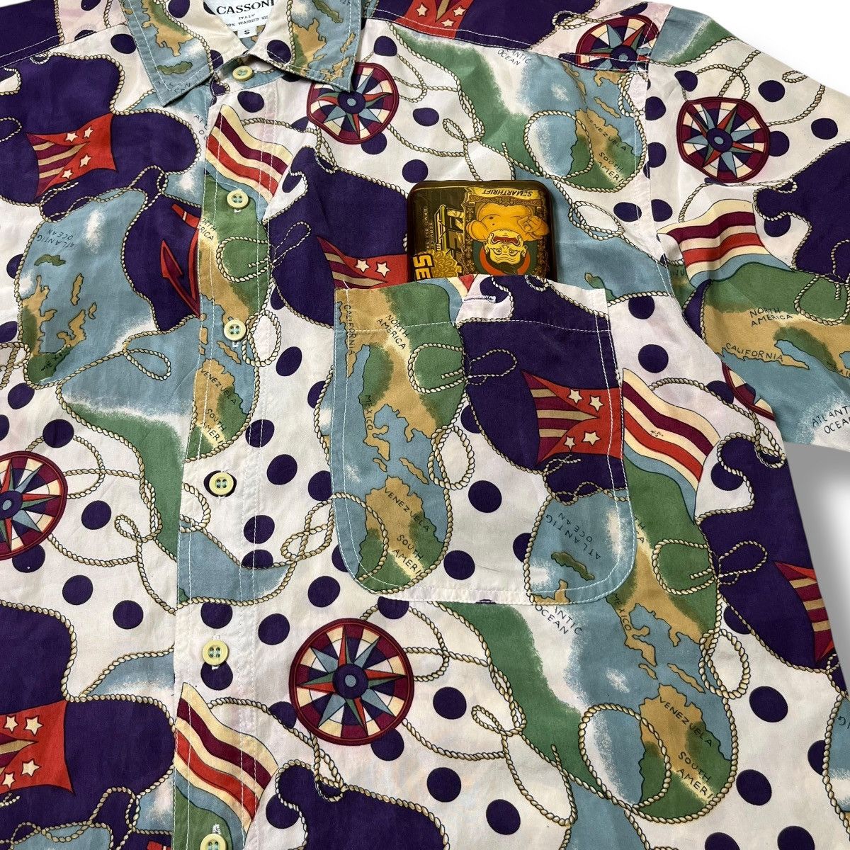 Issey Miyake Vintage 90s‼️Cassoni Italy Silk Shirt Nautical/YSL/Prada Styl Size US S / EU 44-46 / 1 - 5 Thumbnail