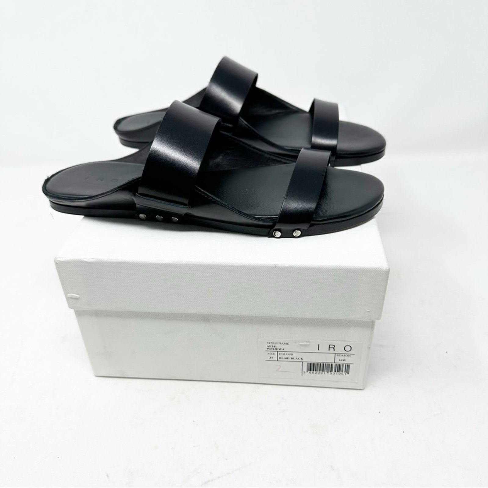 image of Iro Black Double Strap Sandals NWT In Box - Size 37, Women's