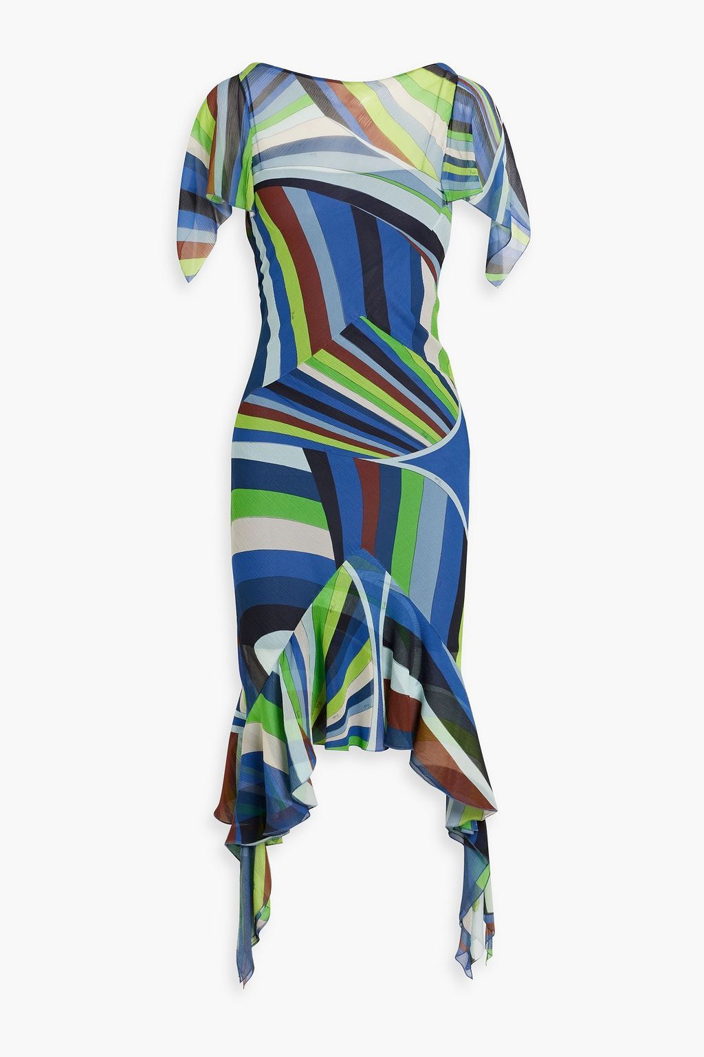 Emilio Pucci Emilio Pucci Ruffled Printed Silk Georgette Midi Dress Size XS / US 0-2 / IT 36-38 - 3 Thumbnail