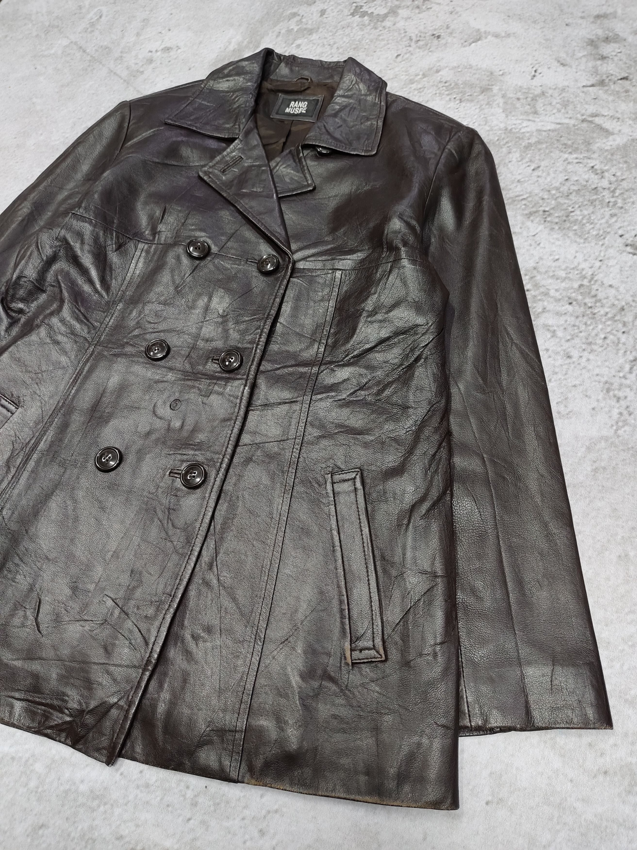 Japanese Brand 00s Rang Musee- Double Breasted Sheepskin Leather Peacoat Size L / US 10 / IT 46 - 5 Thumbnail