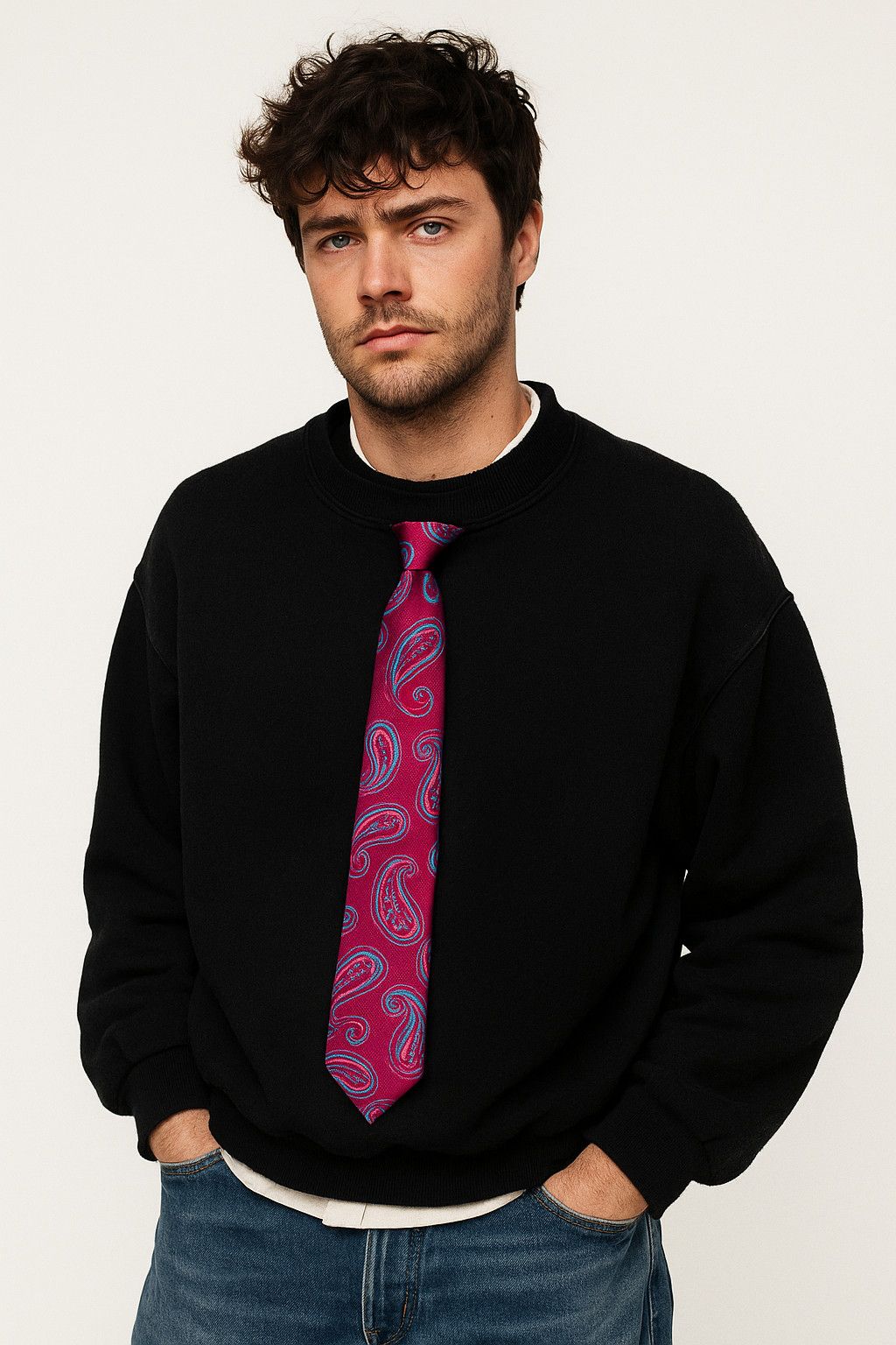 Ted Baker Ted Baker Silk Paisley Tie – Fuchsia & Blue-Fashionella Size ONE SIZE - 1 Thumbnail