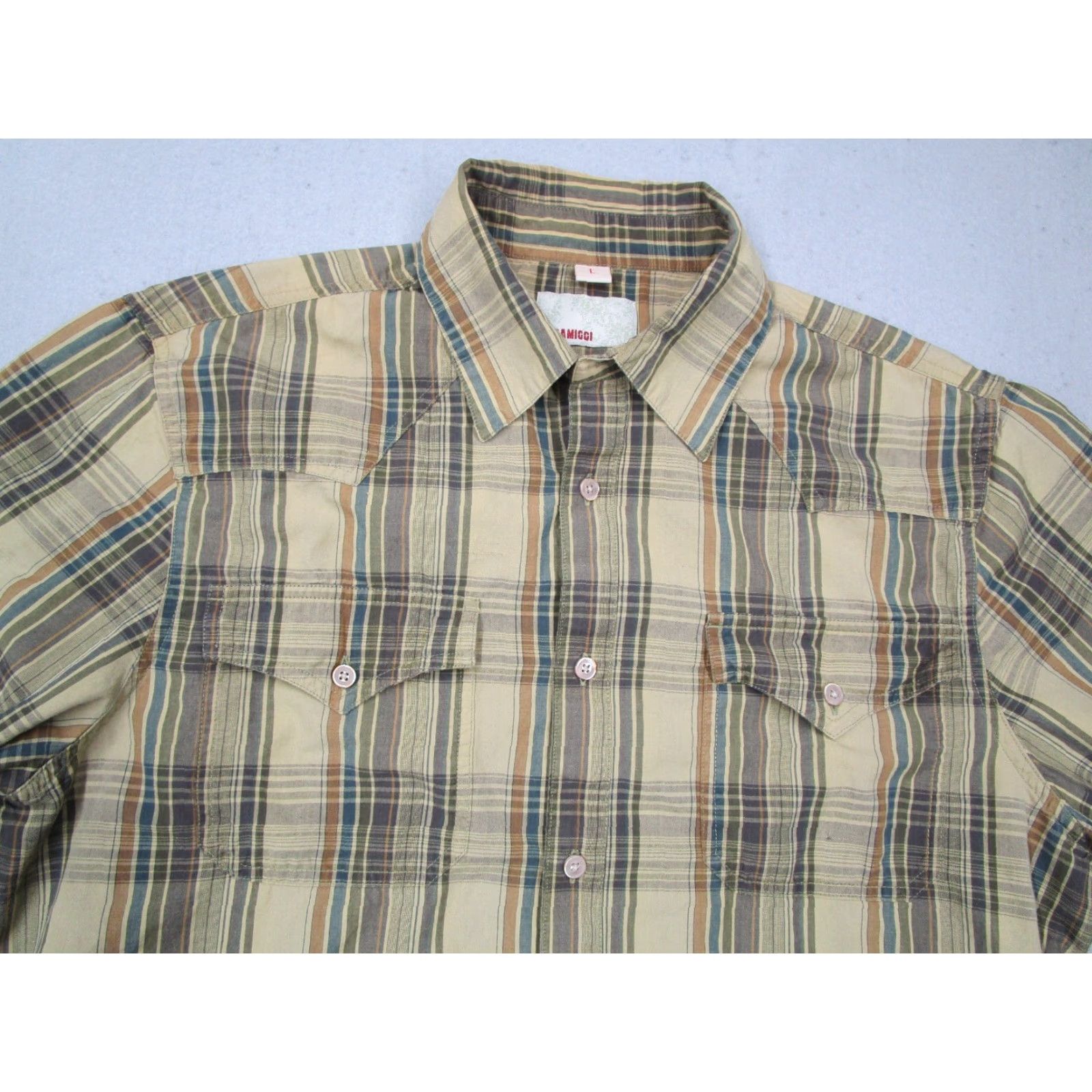 Gramicci GRAMICCI Shirt Mens Large Beige Plaid Button-Up Outdoor Casual Work Size US L / EU 52-54 / 3 - 2 Thumbnail