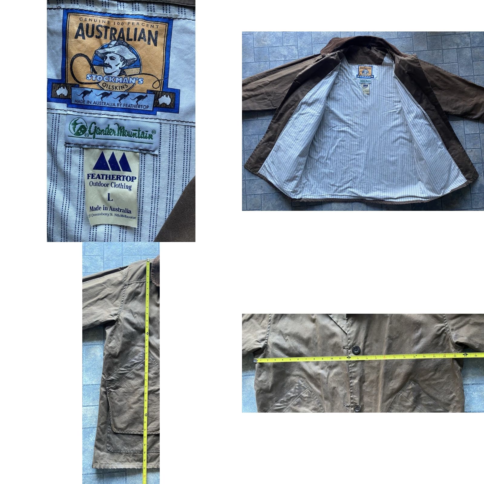 Vintage Gander Mountain Australian Stockmans Oilskins Feathertop Jacket Mens Large Brown Coat Size US L / EU 52-54 / 3 - 8 Thumbnail