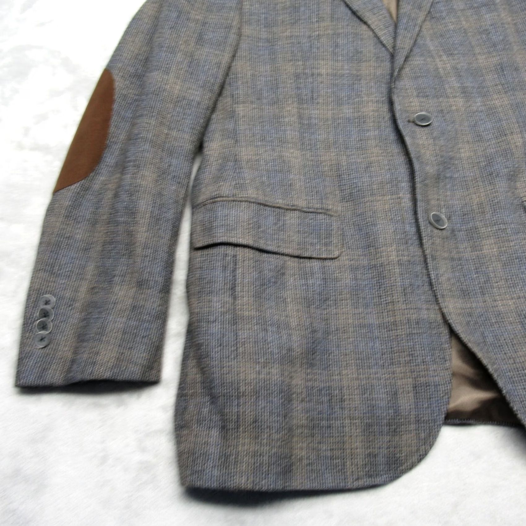Saks Fifth Avenue Saks Fifth Avenue Wool Blazer Mens 40R Gray Plaid Blazer Double-Vented Notch Lapel Two-Button Front Jacket Size 40R - 7 Thumbnail