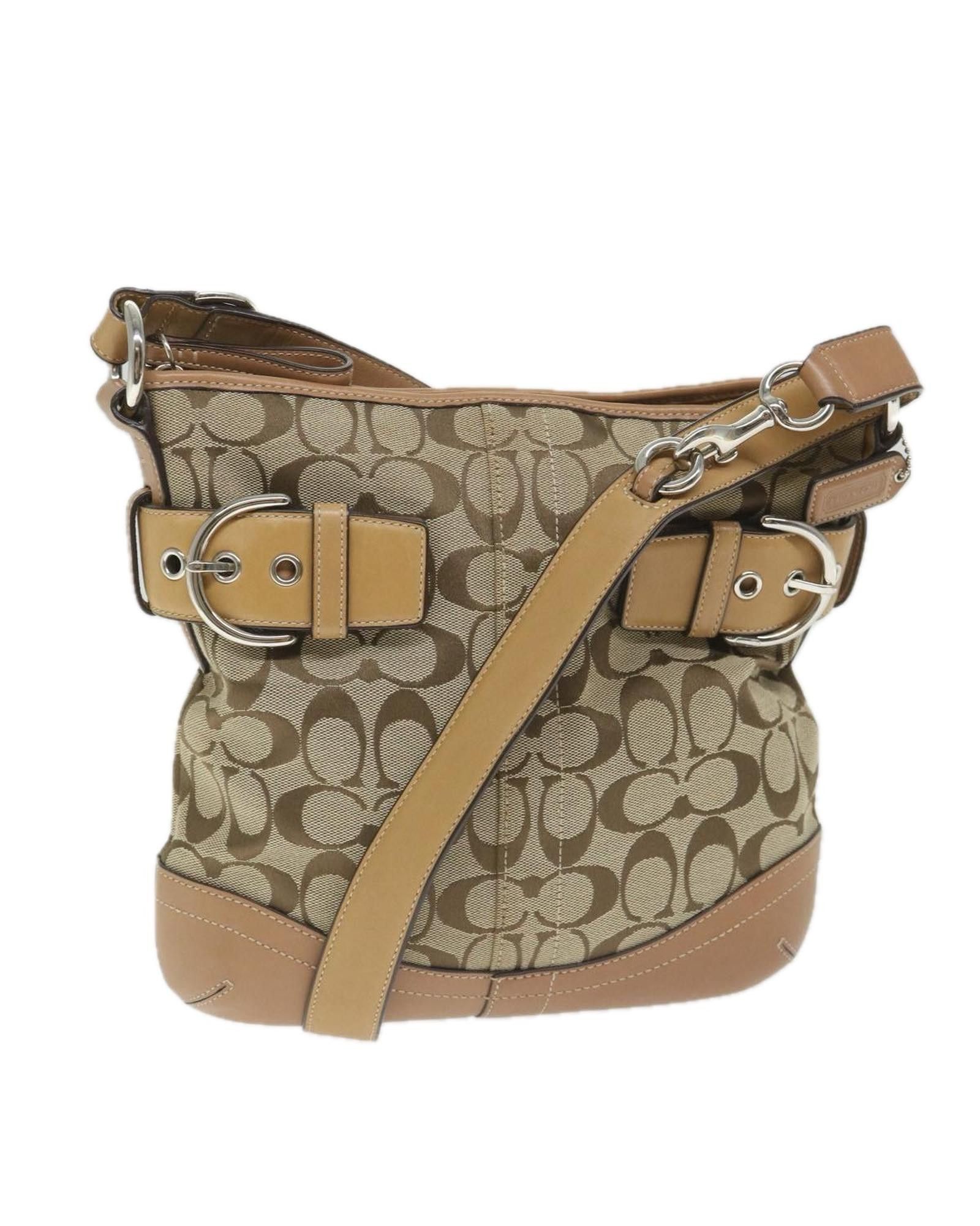 image of Coach Beige Canvas Shoulder Bag, Women's