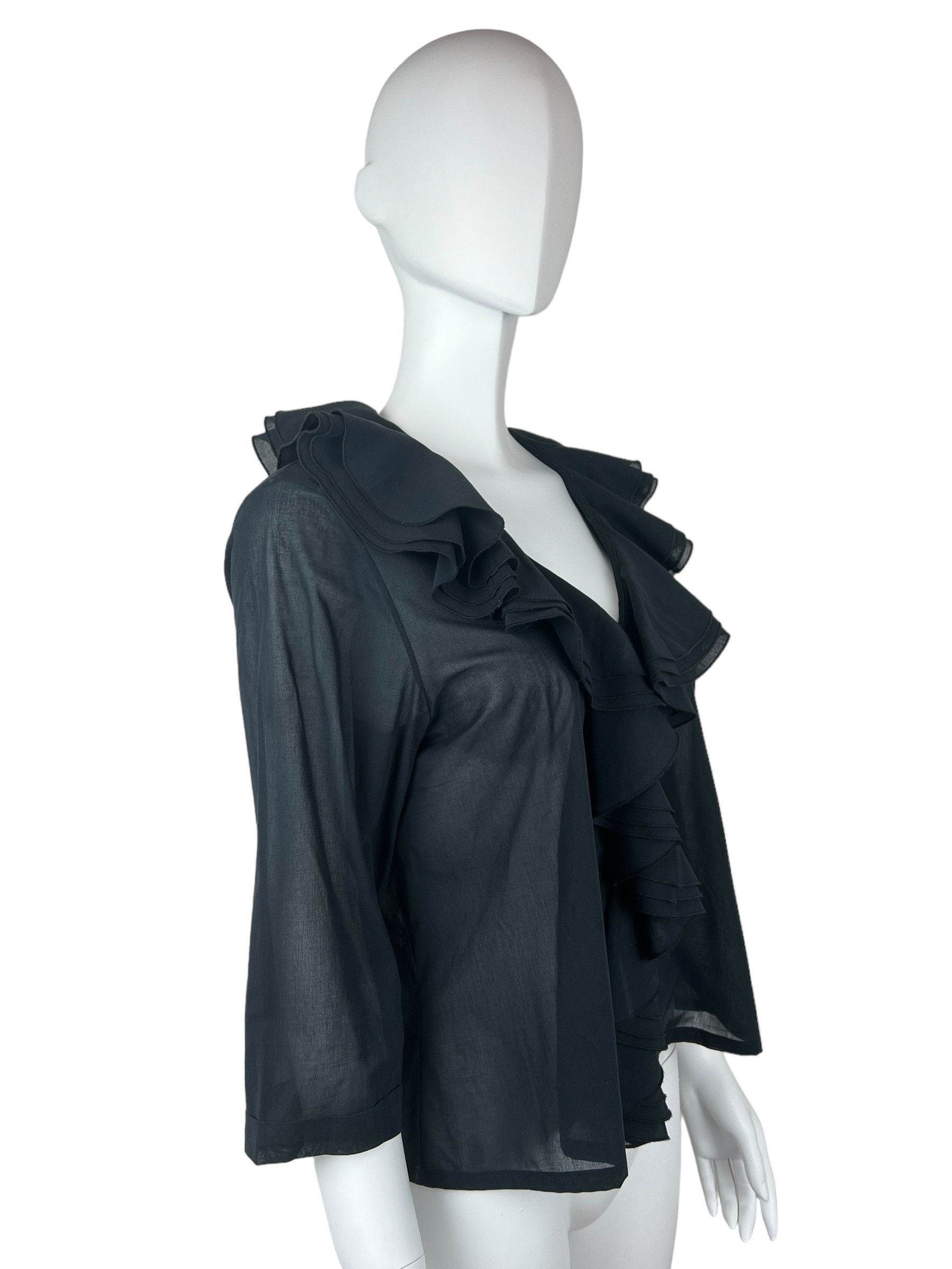 Dior Christian Dior Black Ruffled Shirt. Size L / US 10 / IT 46 - 2 Thumbnail