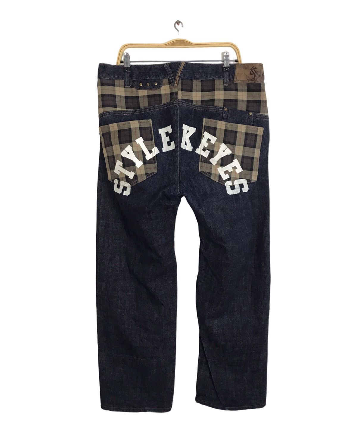Japanese Brand New Generation Style Keyes Plaid Check Printed Denim Jean Size US 36 / EU 52 - 1 Thumbnail