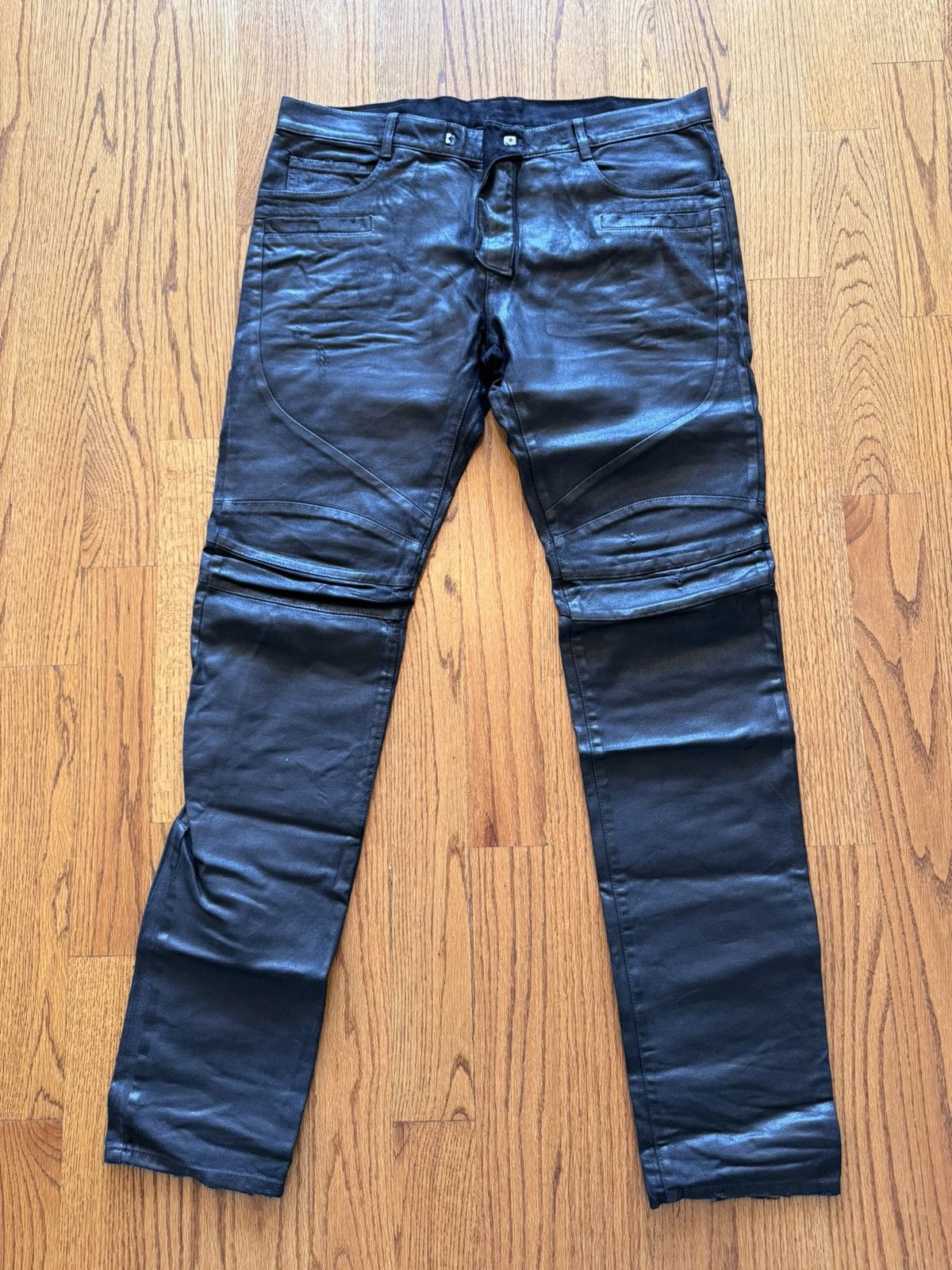 Balmain ***RARE BALMAIN BLACK WAXED BIKER JEANS | Grailed