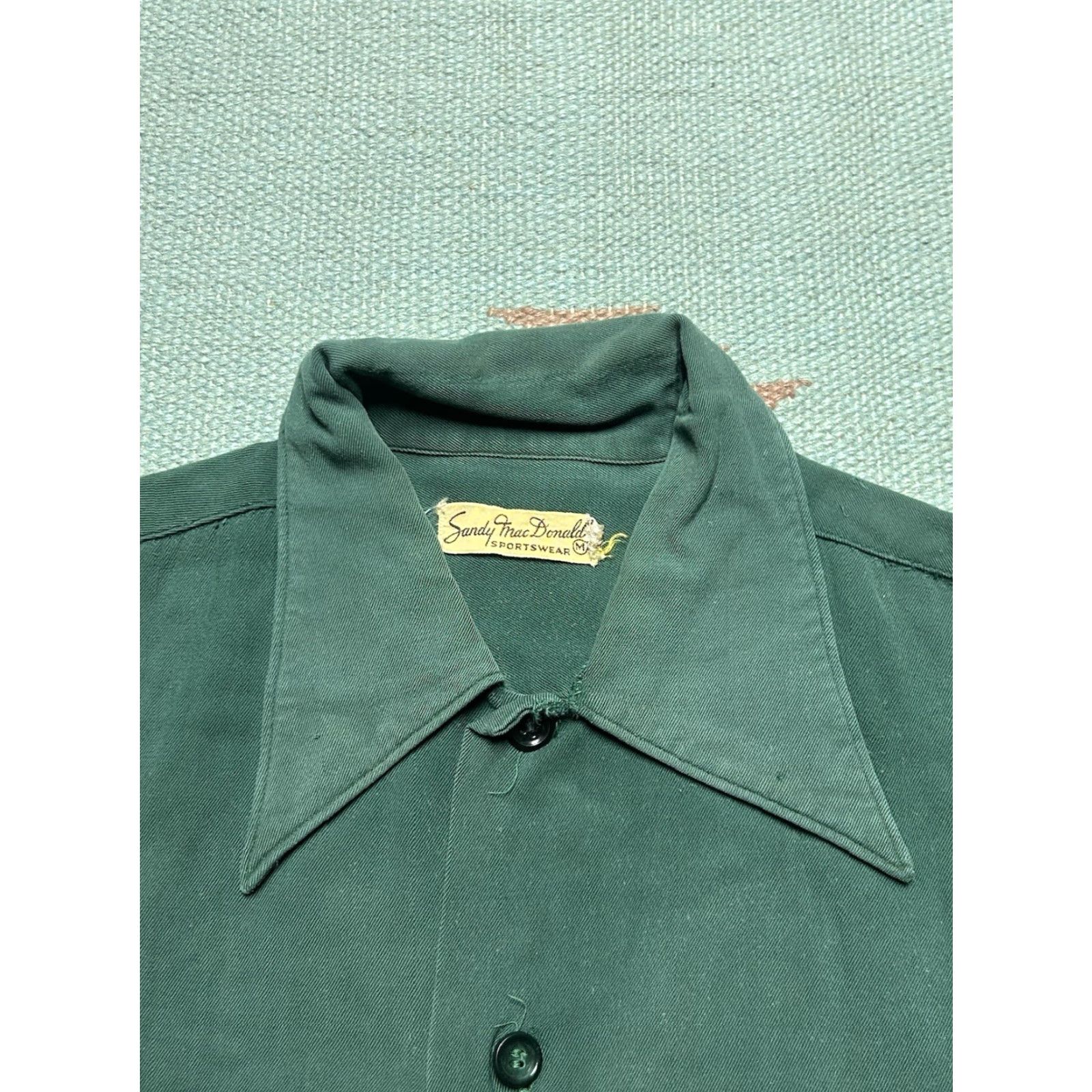 Vintage VINTAGE 1940s rayon gabardine button shirt forest green long sleeve men’s medium Size US M / EU 48-50 / 2 - 6 Thumbnail