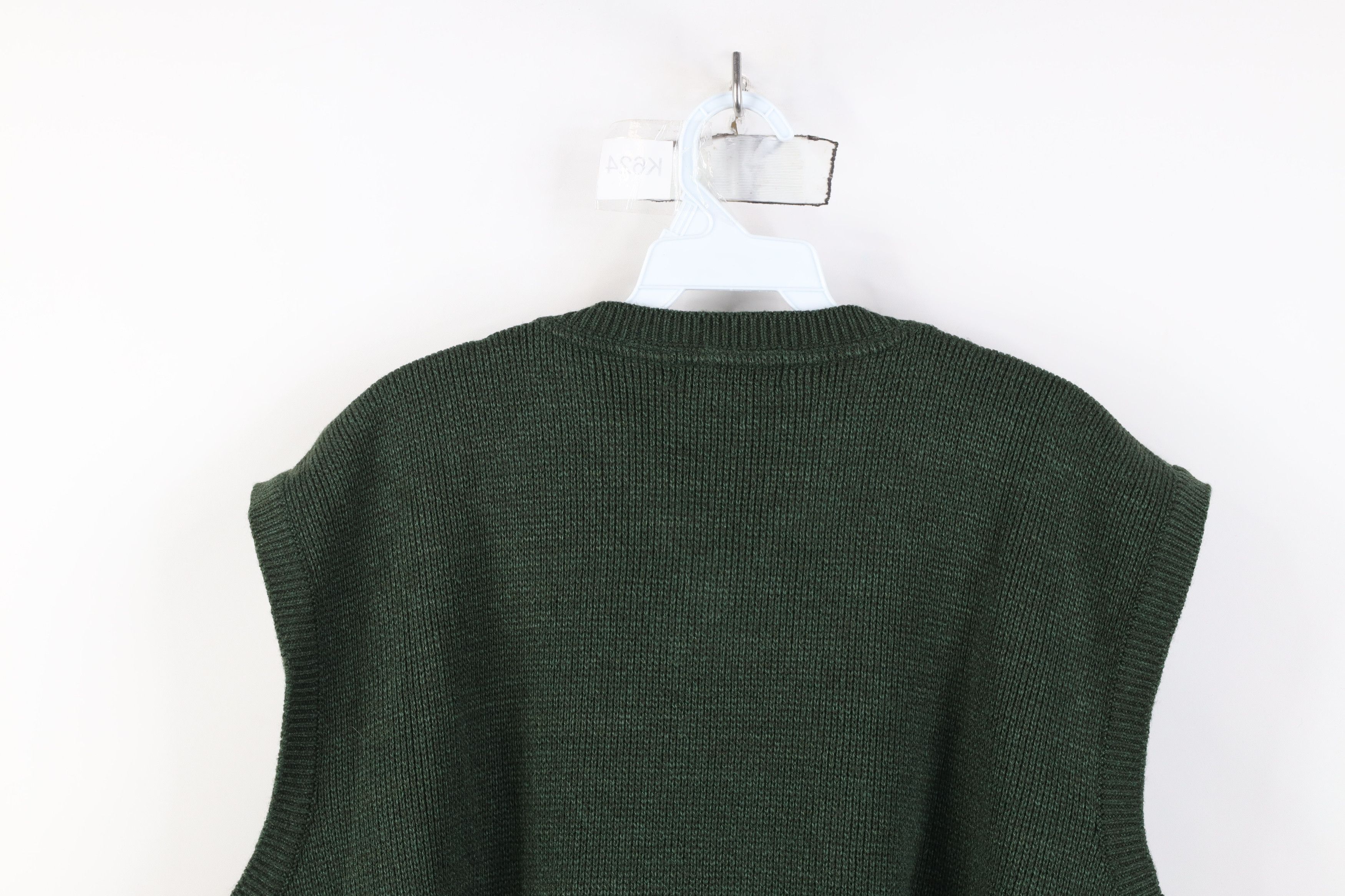 Vintage Vintage 90s Streetwear Knit V-Neck Sweater Vest Plaid Green Size US XL / EU 56 / 4 - 8 Thumbnail